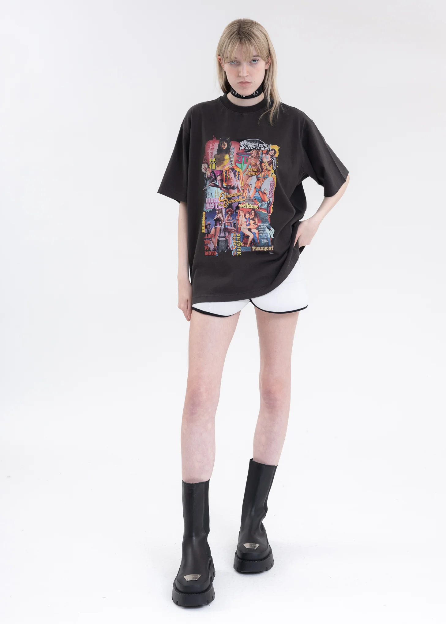 Charcoal New Movie Collage T-Shirt - Image 5