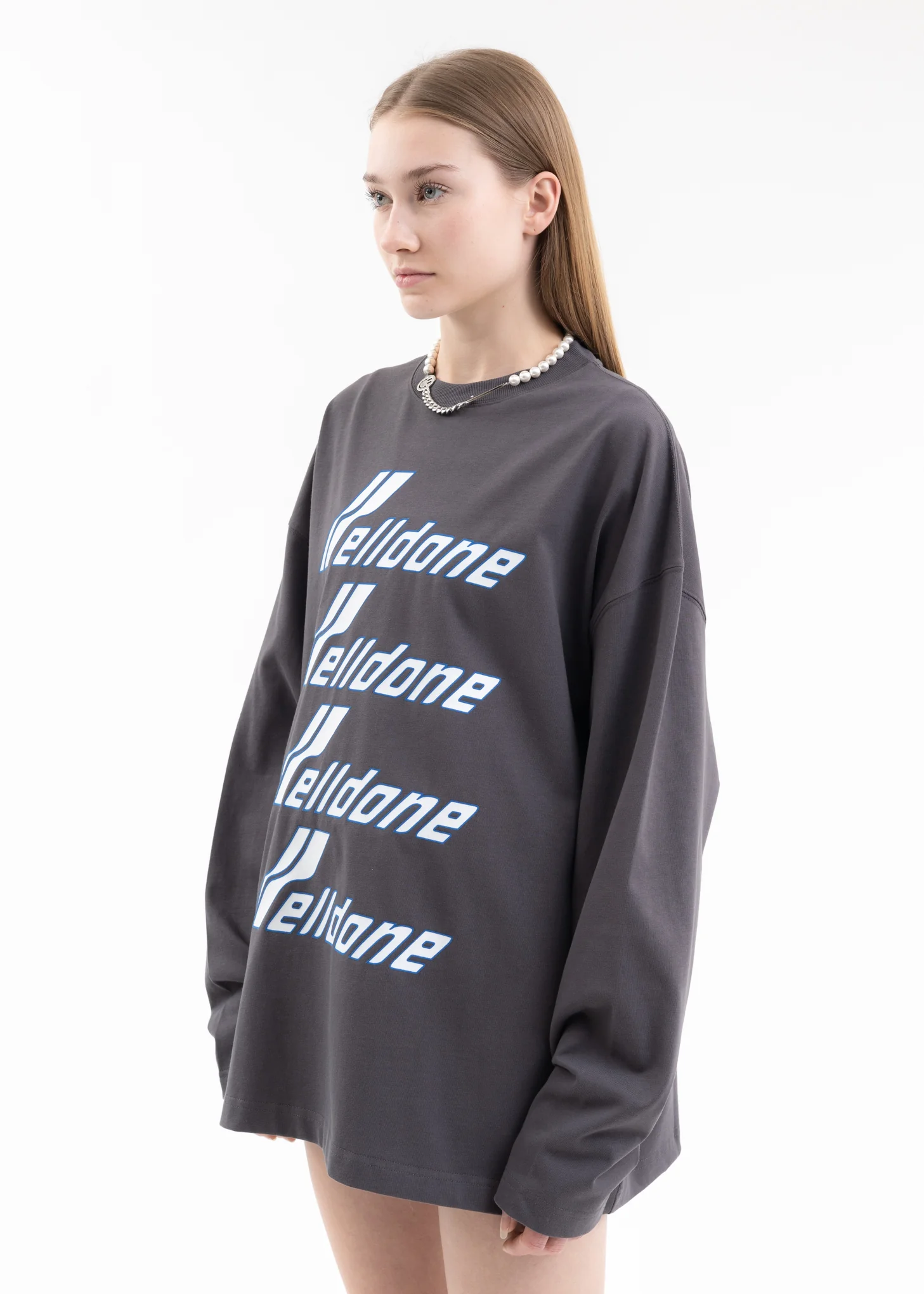 CHARCOAL OUTLINE LOGO LONG-SLEEVED T-SHIRT - Image 3