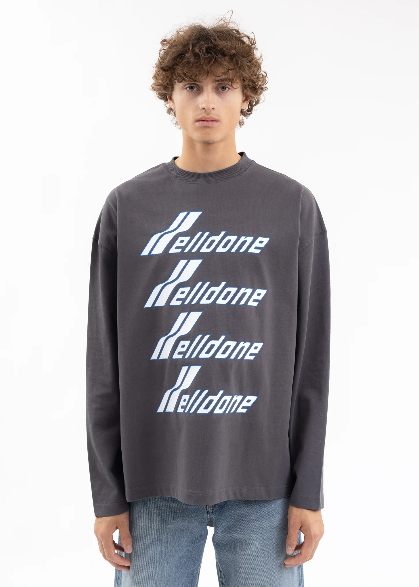CHARCOAL OUTLINE LOGO LONG-SLEEVED T-SHIRT