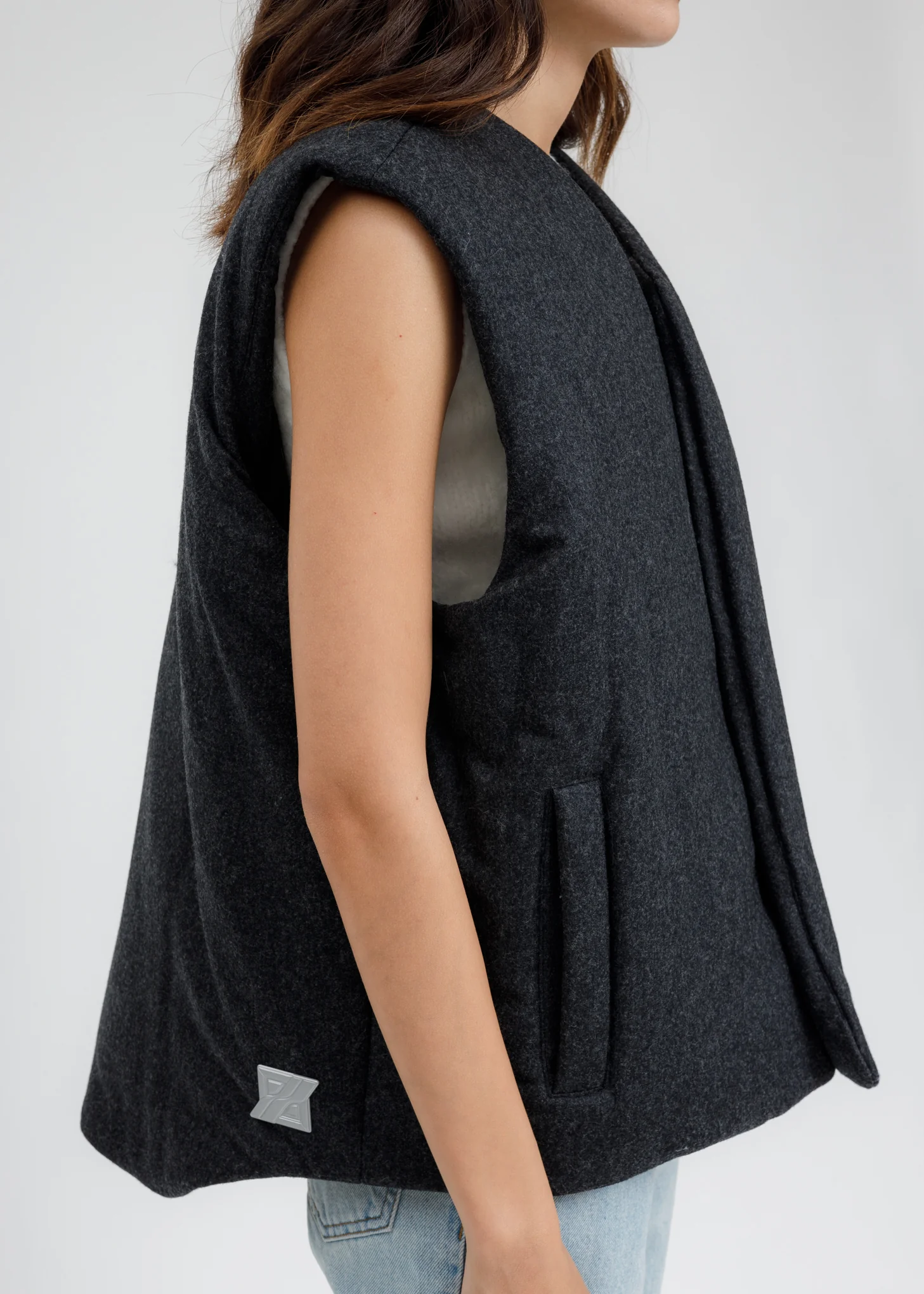 Charcoal Padded Flannel Vest - Image 2