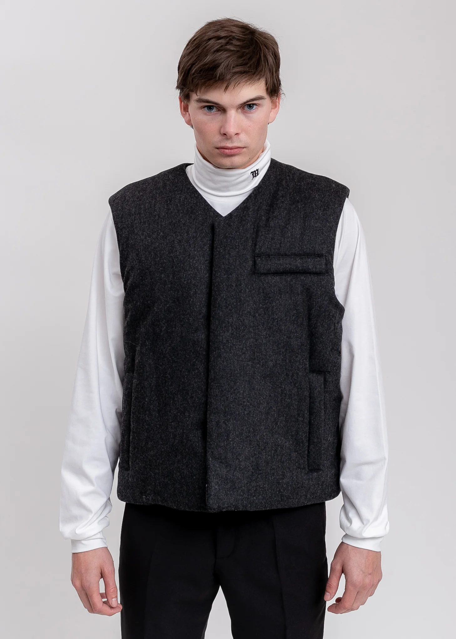 Charcoal Padded Flannel Vest
