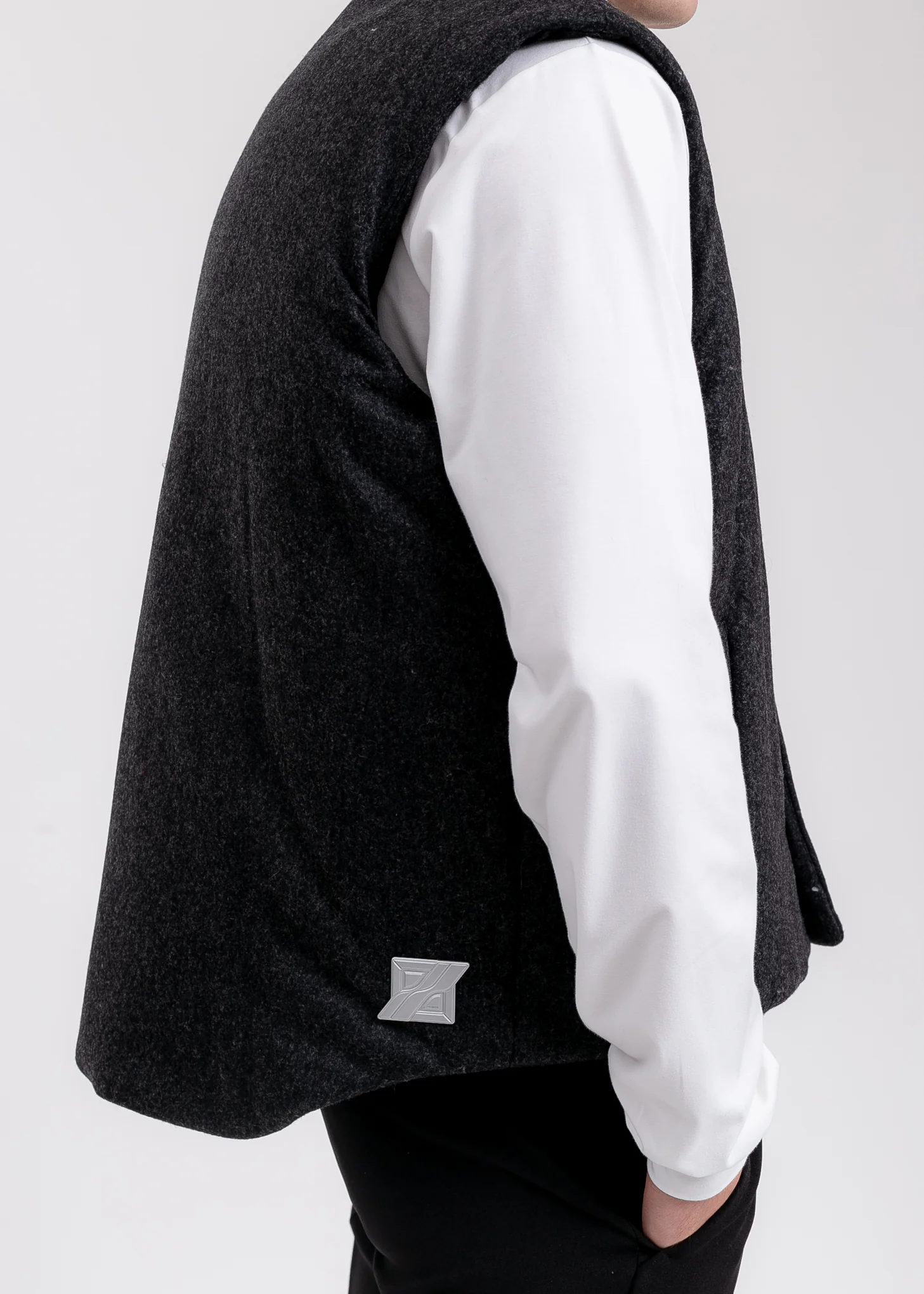 Charcoal Padded Flannel Vest - Image 2