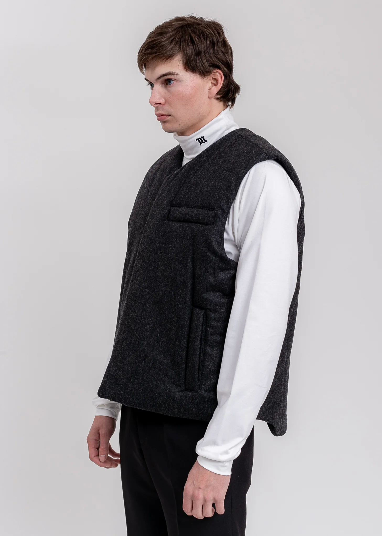 Charcoal Padded Flannel Vest - Image 3