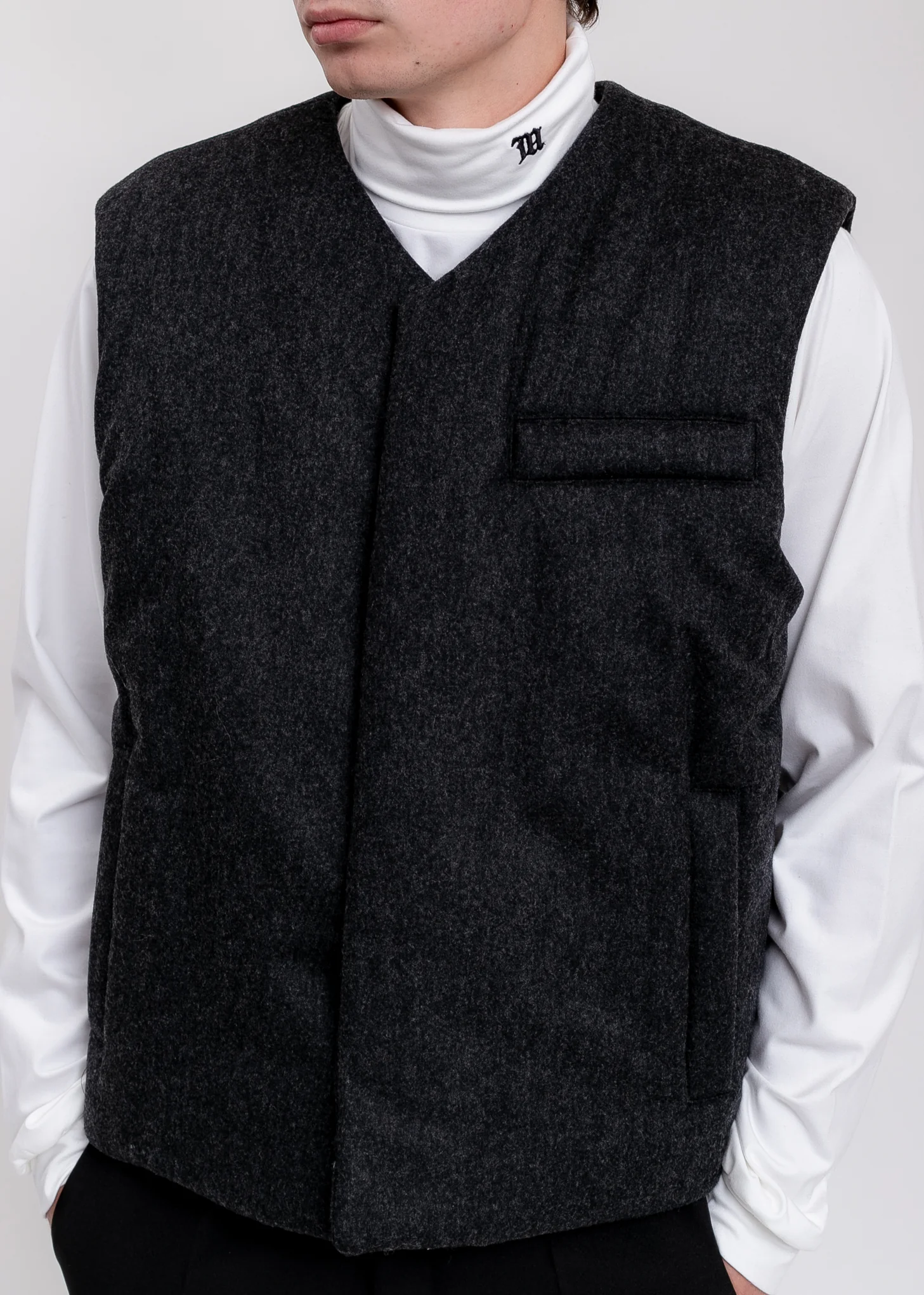 Charcoal Padded Flannel Vest - Image 5