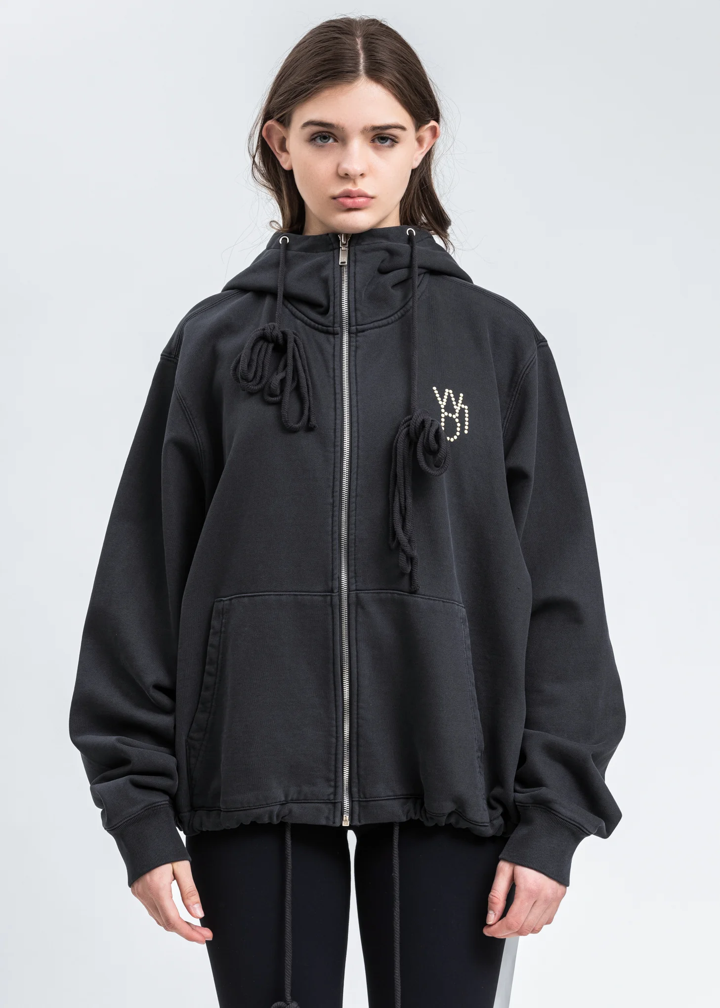 Charcoal Pearl Logo Zip-Up Hoodie