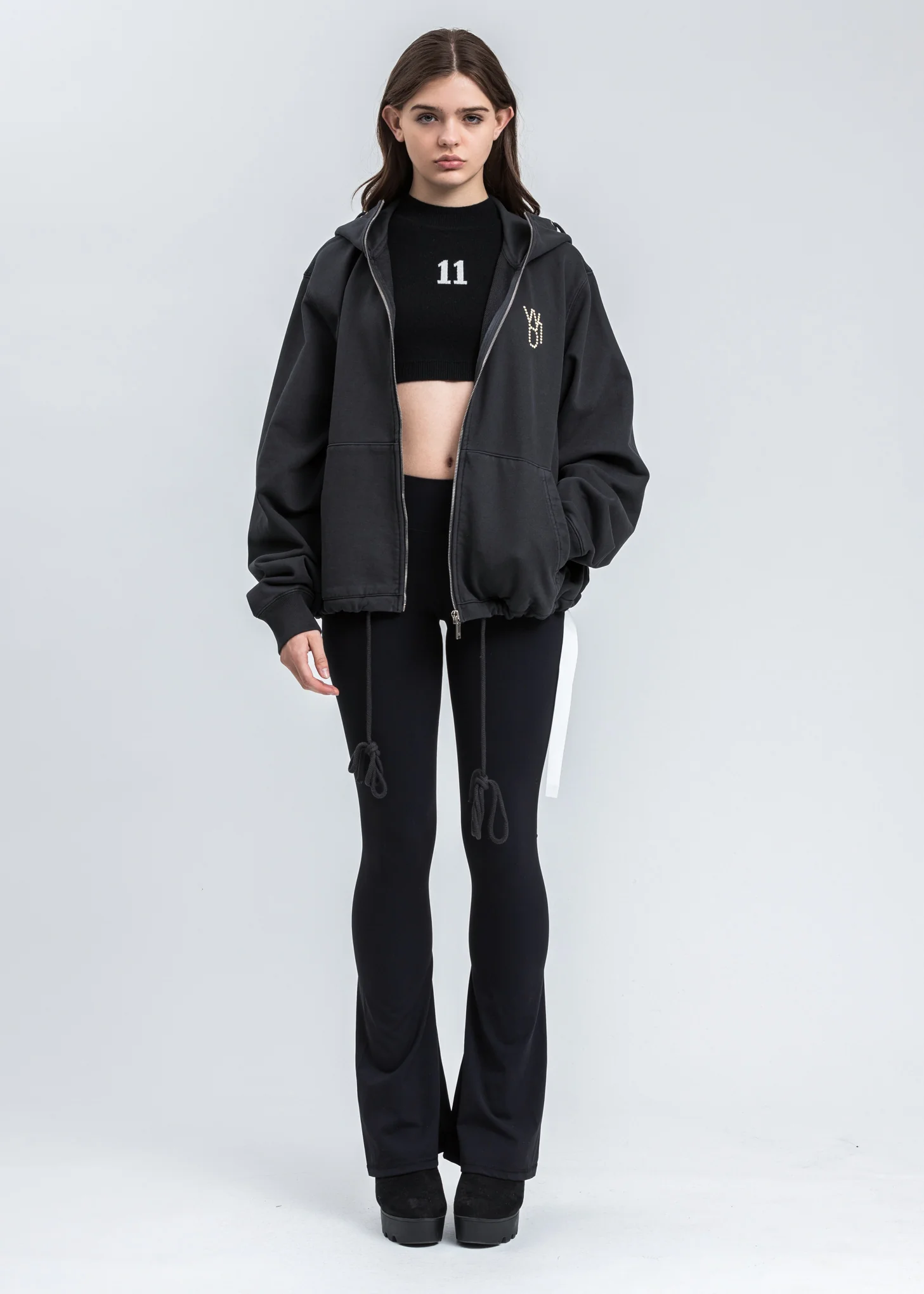 Charcoal Pearl Logo Zip-Up Hoodie - Image 3