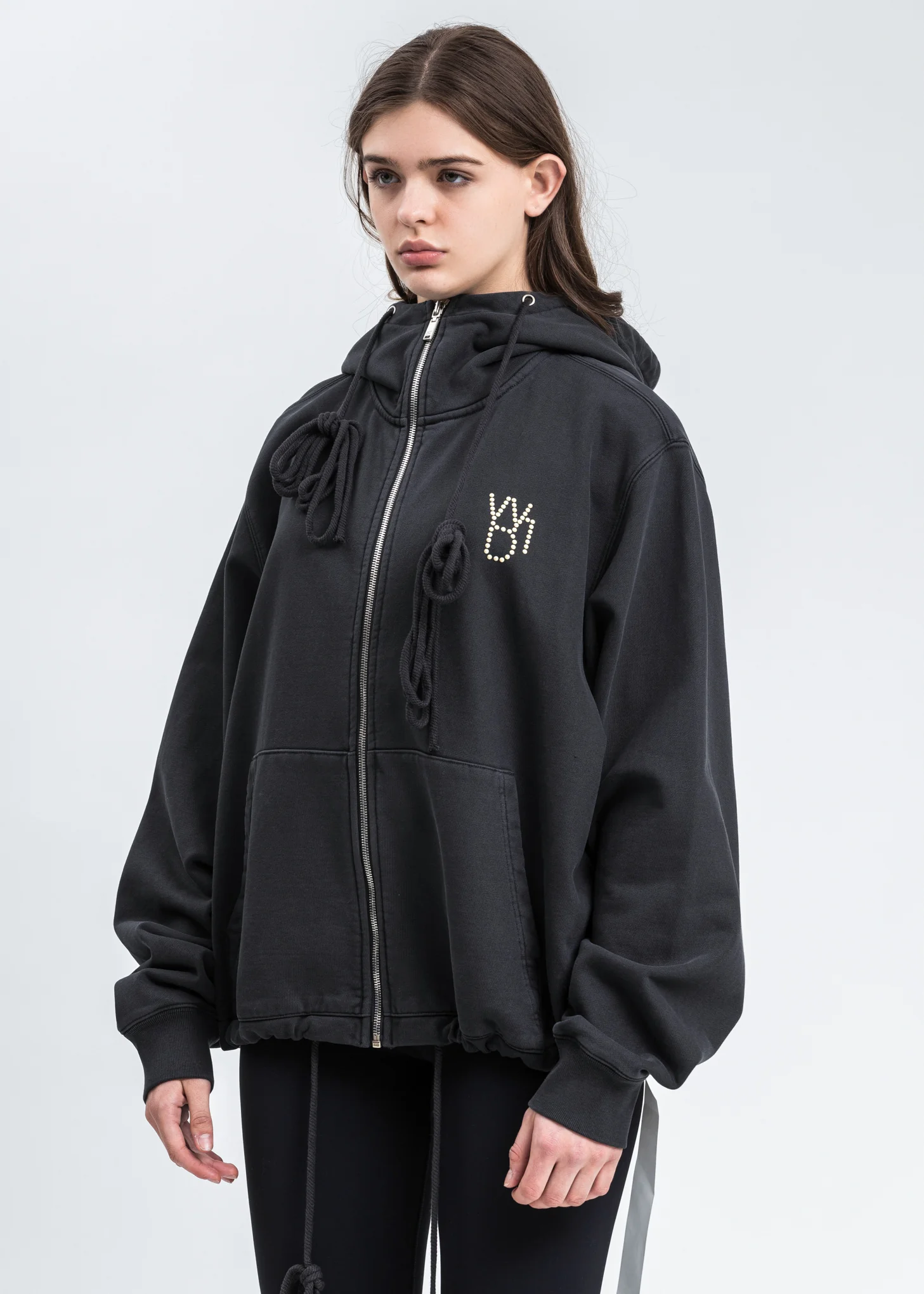 Charcoal Pearl Logo Zip-Up Hoodie - Image 5