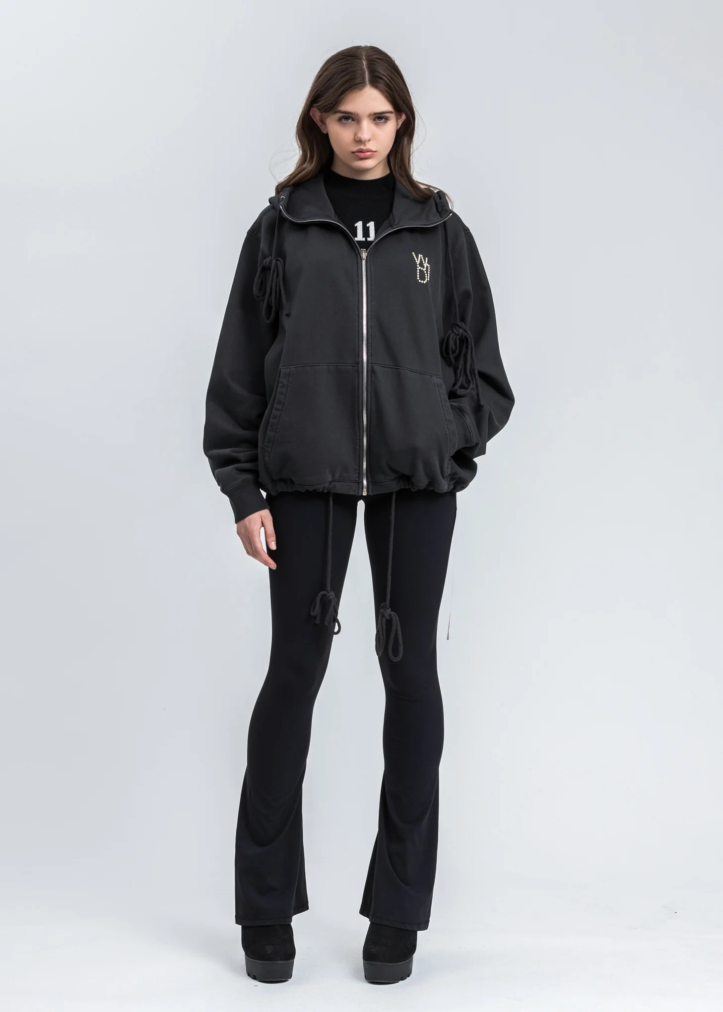 Charcoal Pearl Logo Zip-Up Hoodie - Image 6