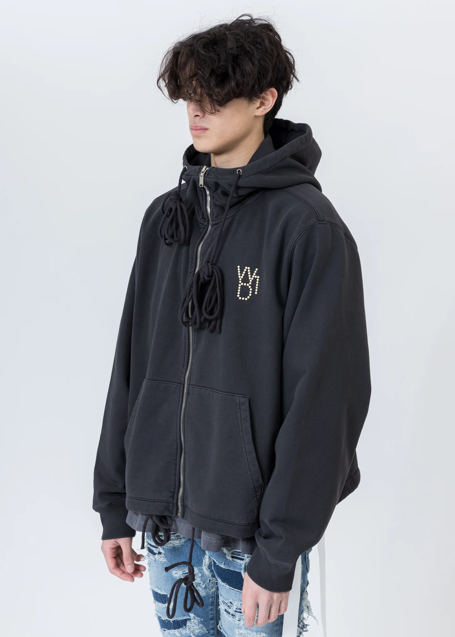 Charcoal Pearl Logo Zip-Up Hoodie - Image 3