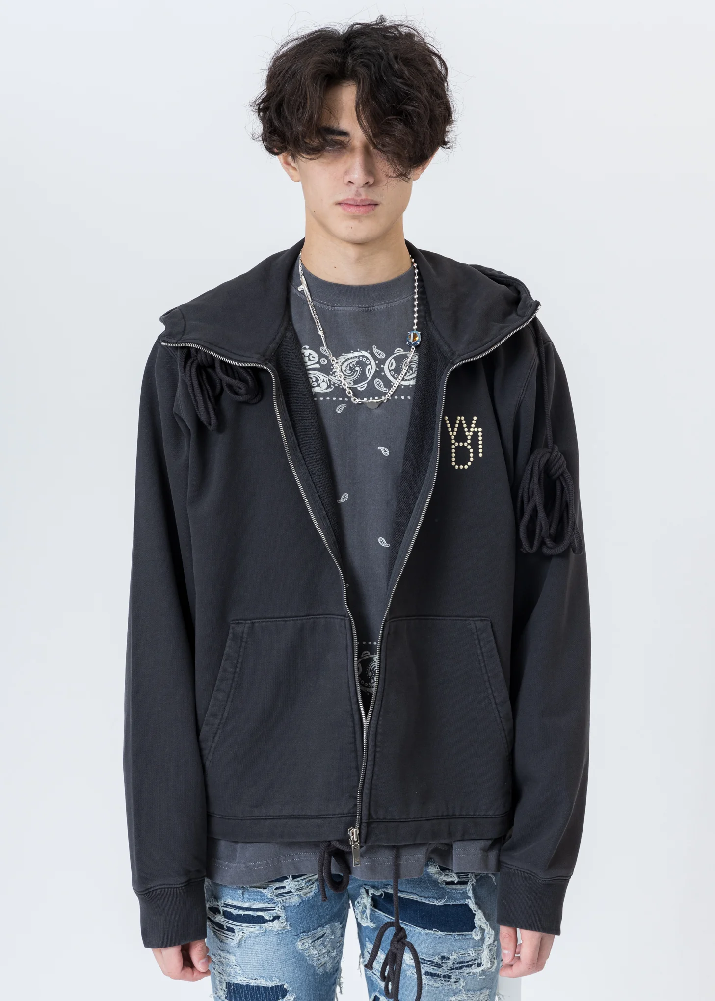 Charcoal Pearl Logo Zip-Up Hoodie - Image 5