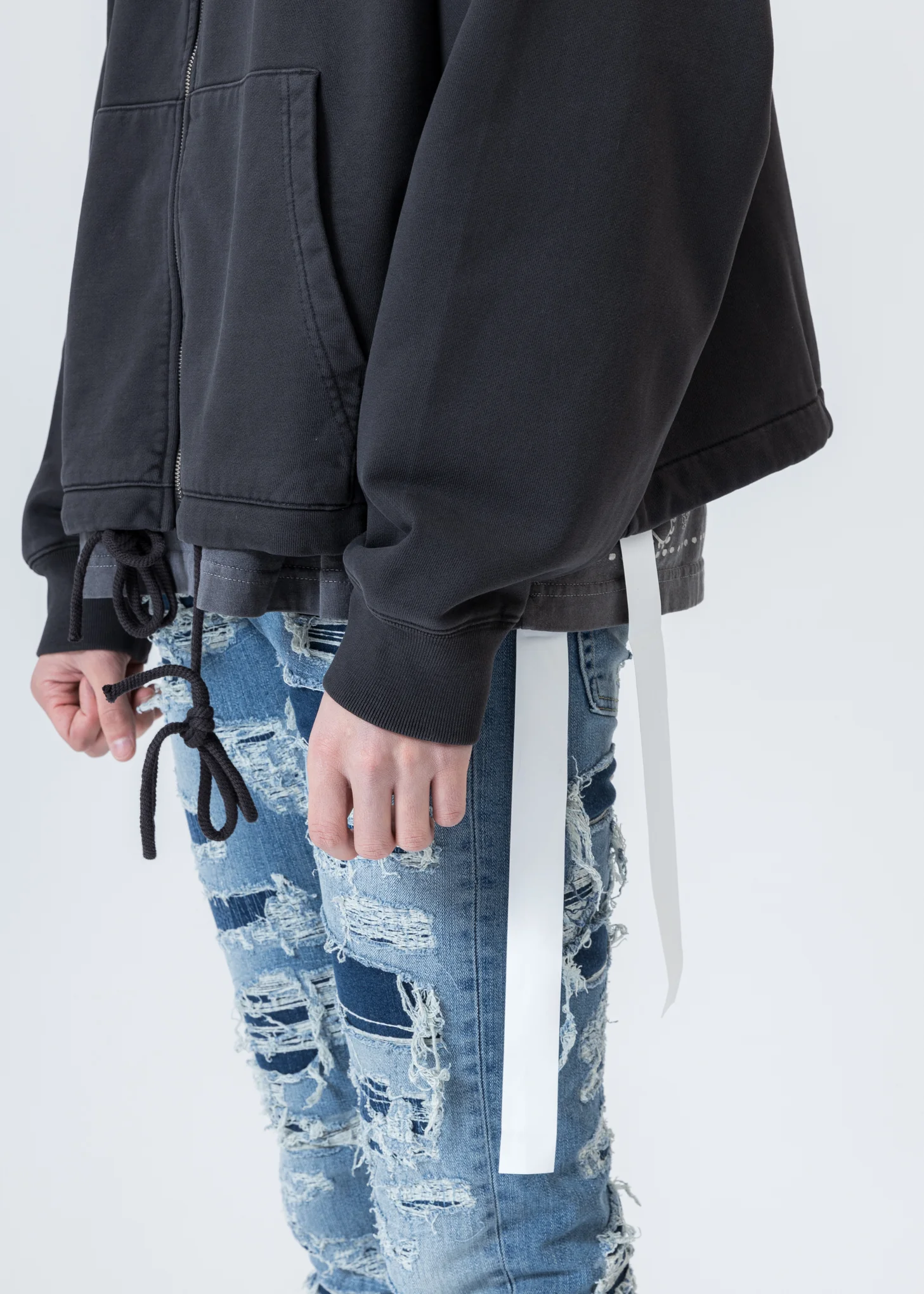 Charcoal Pearl Logo Zip-Up Hoodie - Image 6