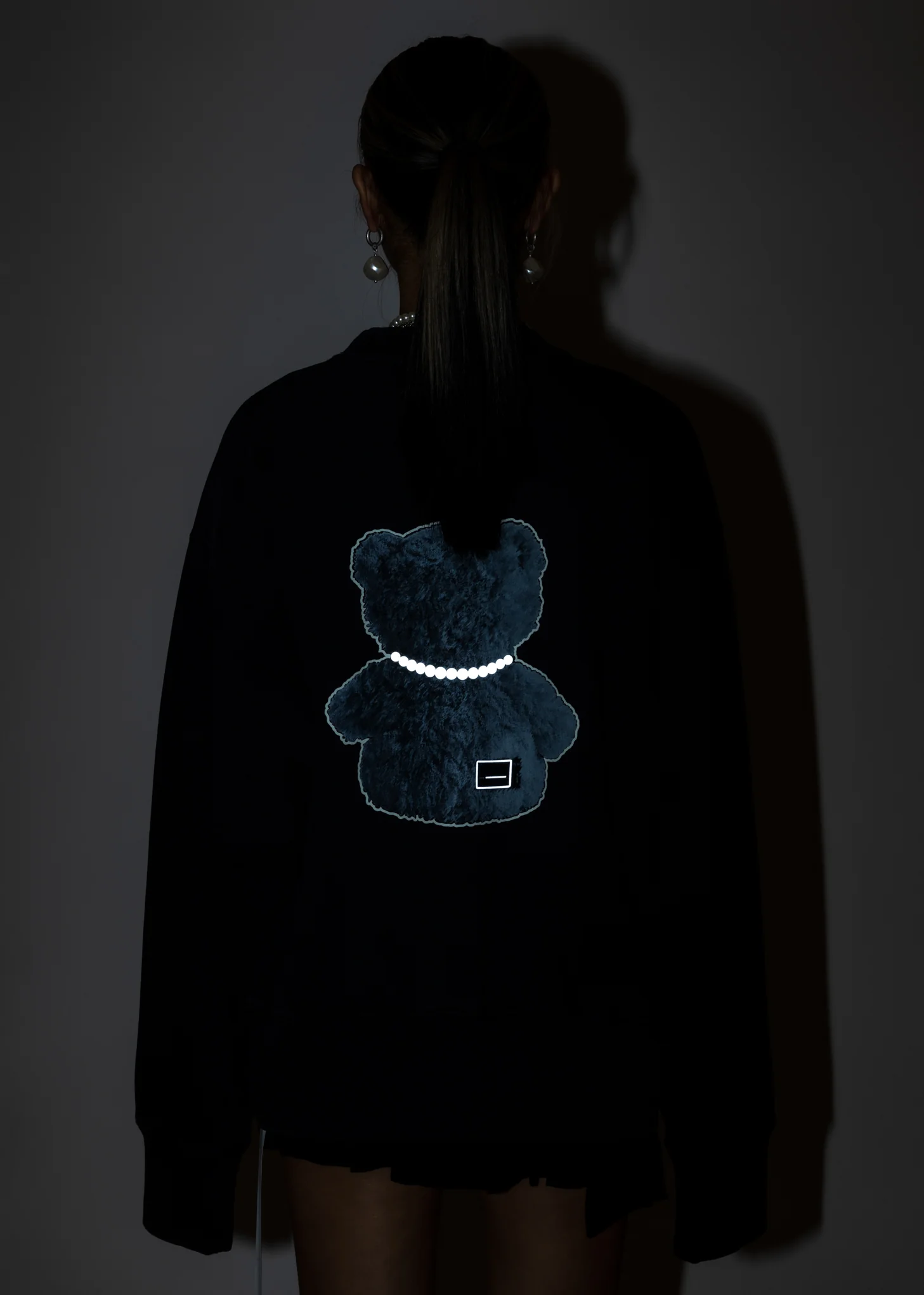 Charcoal Pearl Necklace Teddy Sweater (Reflect) - Image 3
