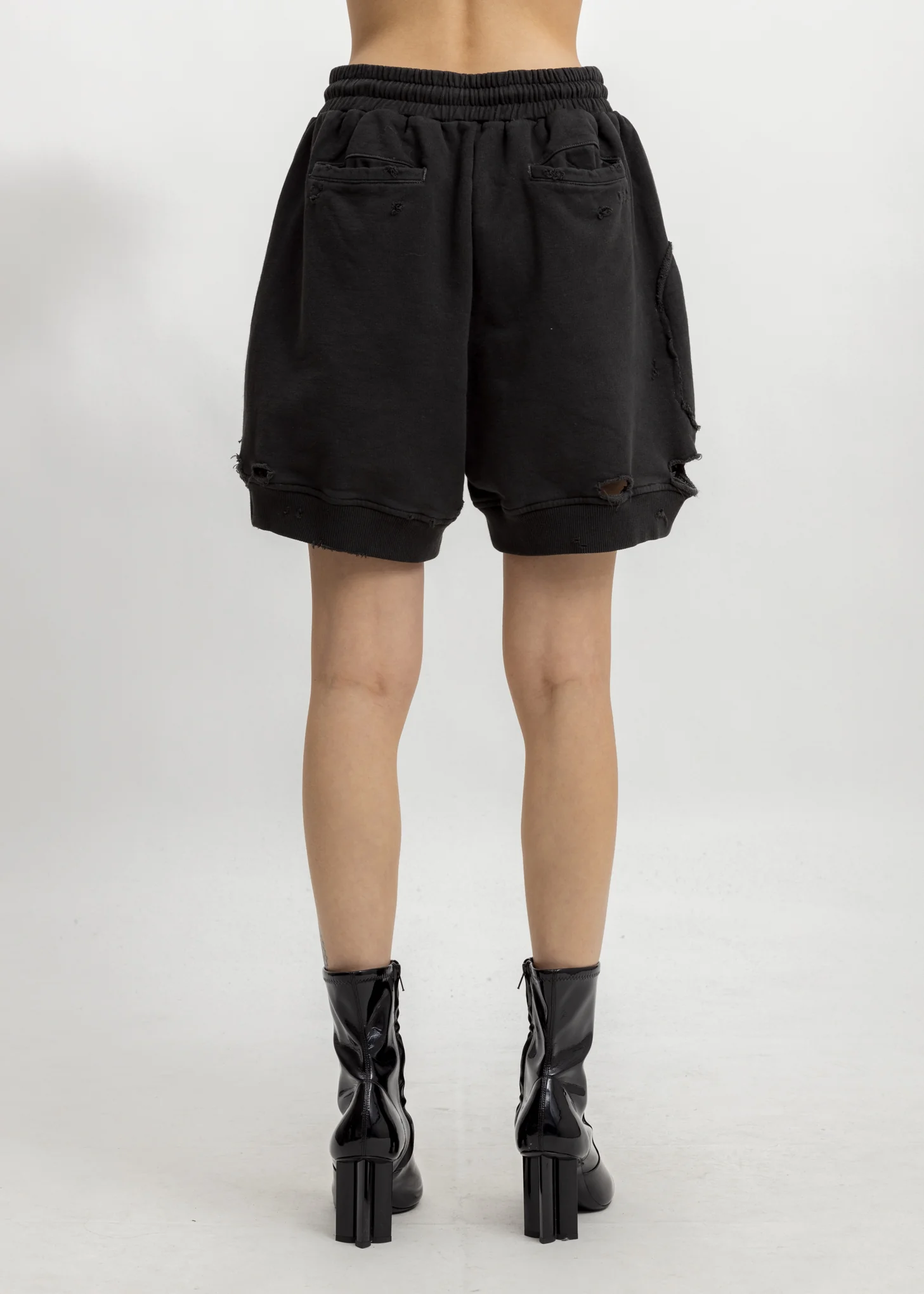 Charcoal Ruin Distressed Sweat Shorts - Image 3