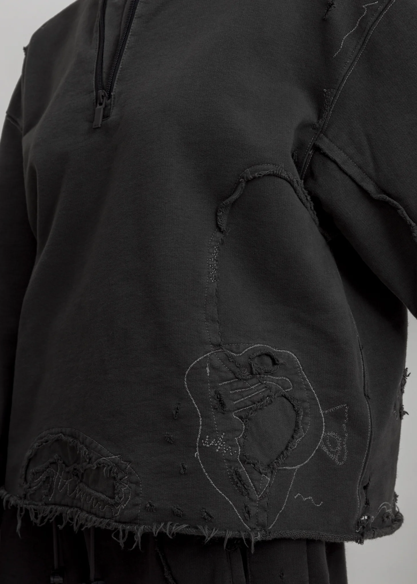 Charcoal Ruin Distressed Zip-up Crewneck - Image 4