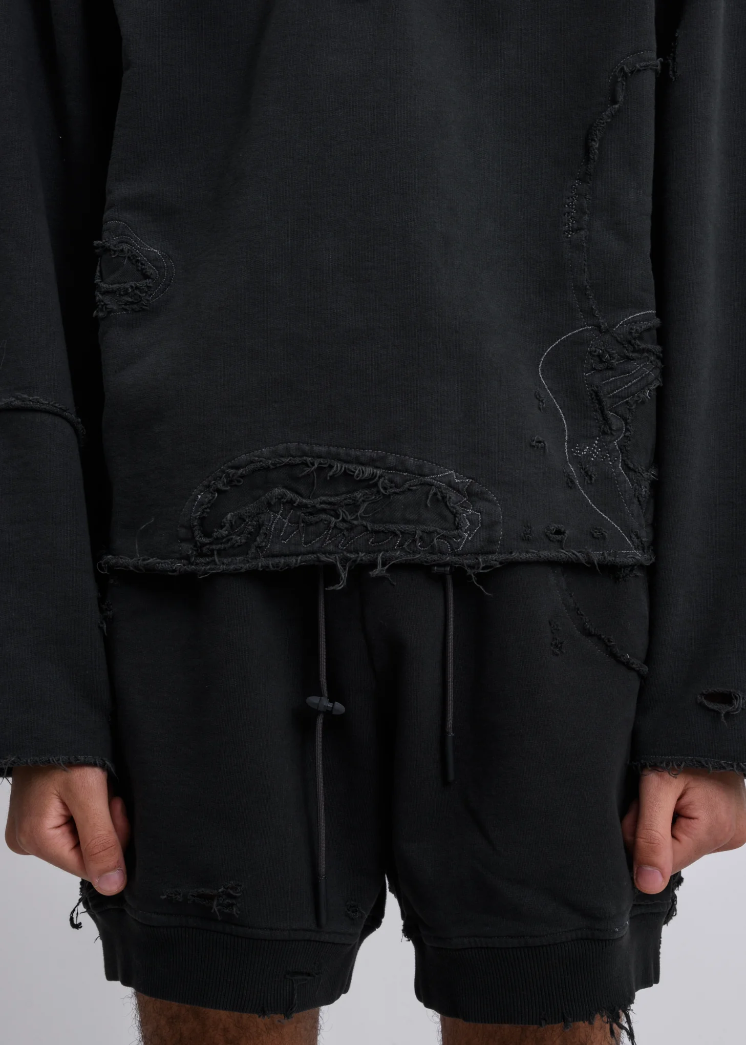 Charcoal Ruin Distressed Zip-up Crewneck - Image 3
