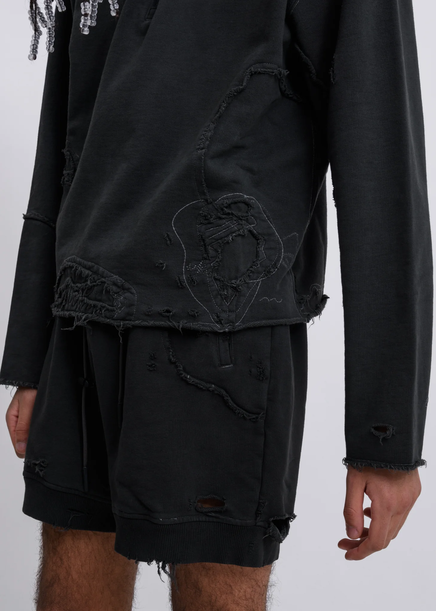 Charcoal Ruin Distressed Zip-up Crewneck - Image 4