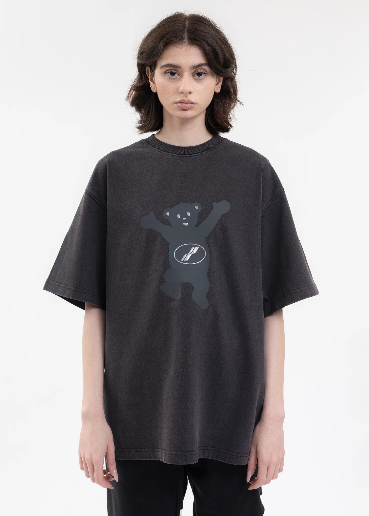 CHARCOAL TEDDY LOGO T-SHIRT
