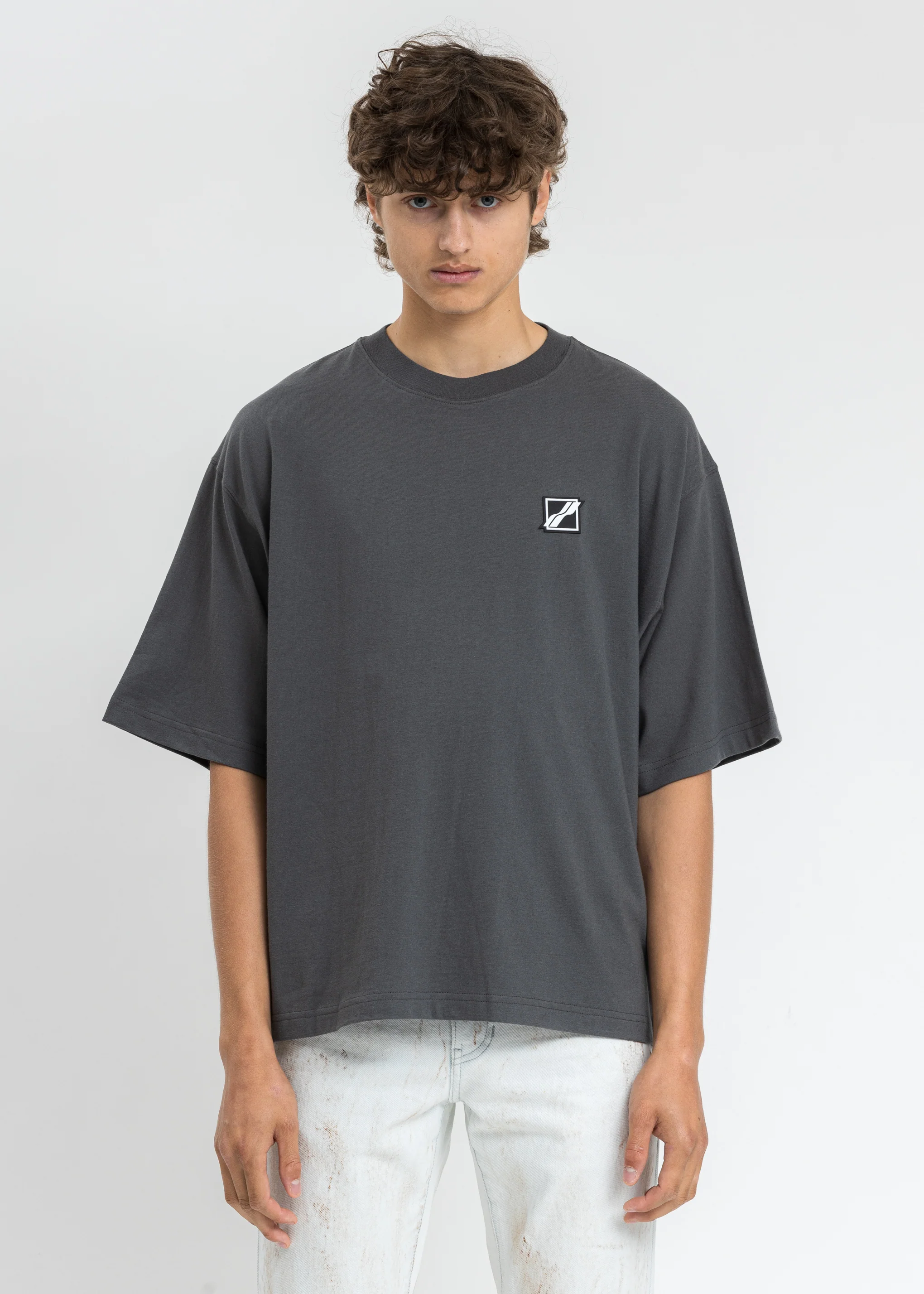 Charcoal WE11DONE Mini Logo Patch T-Shirt