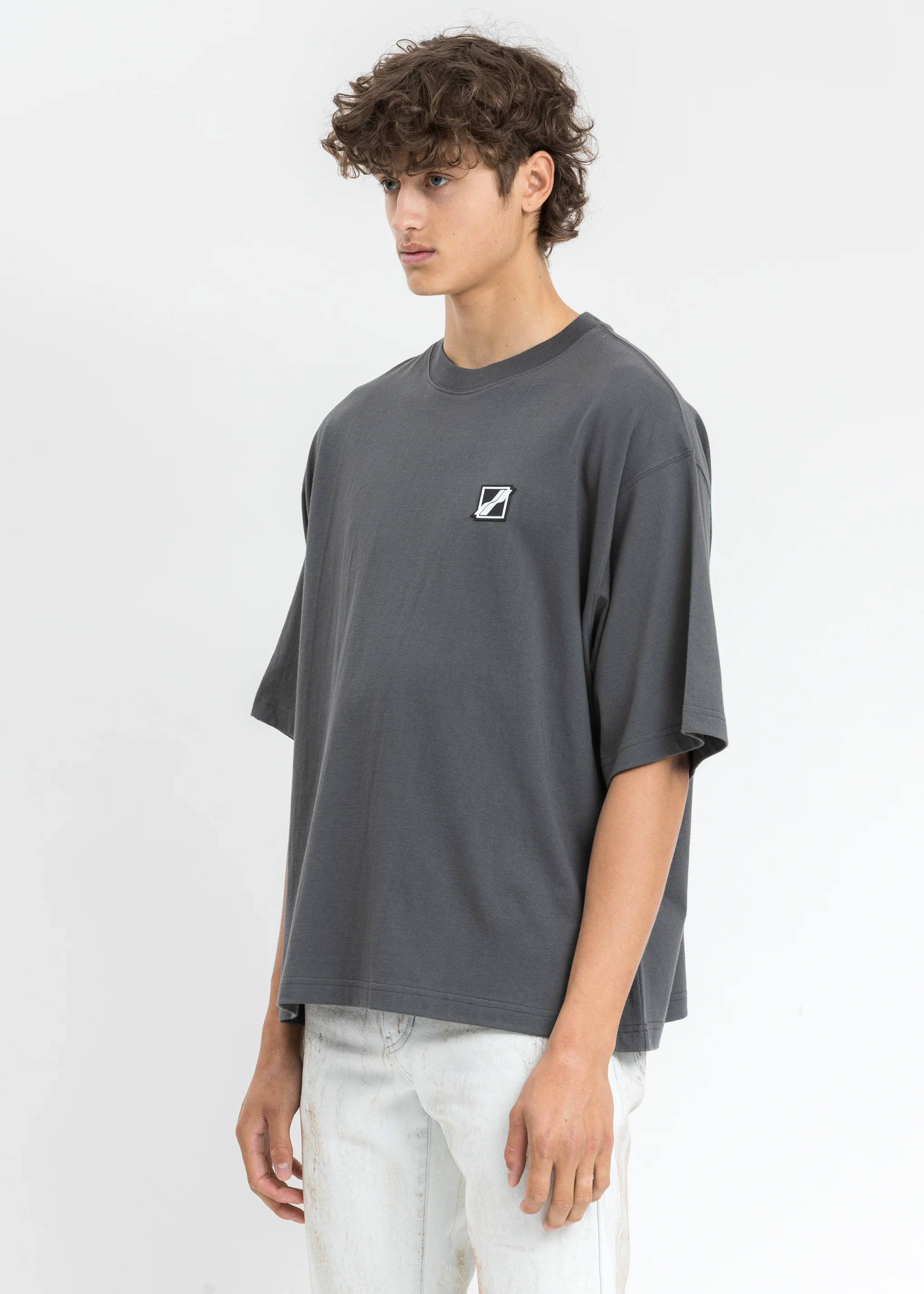 Charcoal WE11DONE Mini Logo Patch T-Shirt - Image 3