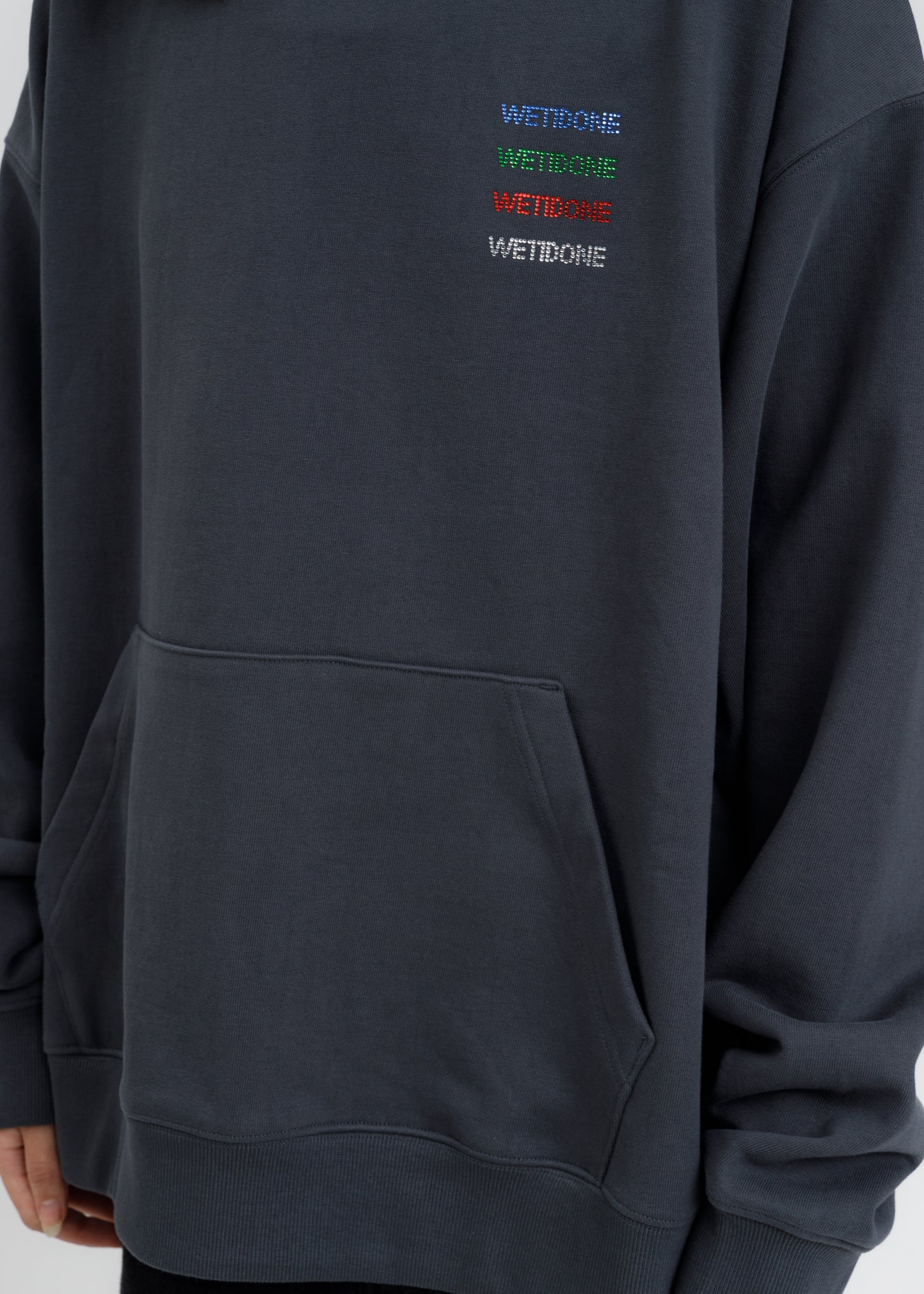 Charcoal WE11DONE Crystal Logo Patch Hoodie - Image 5