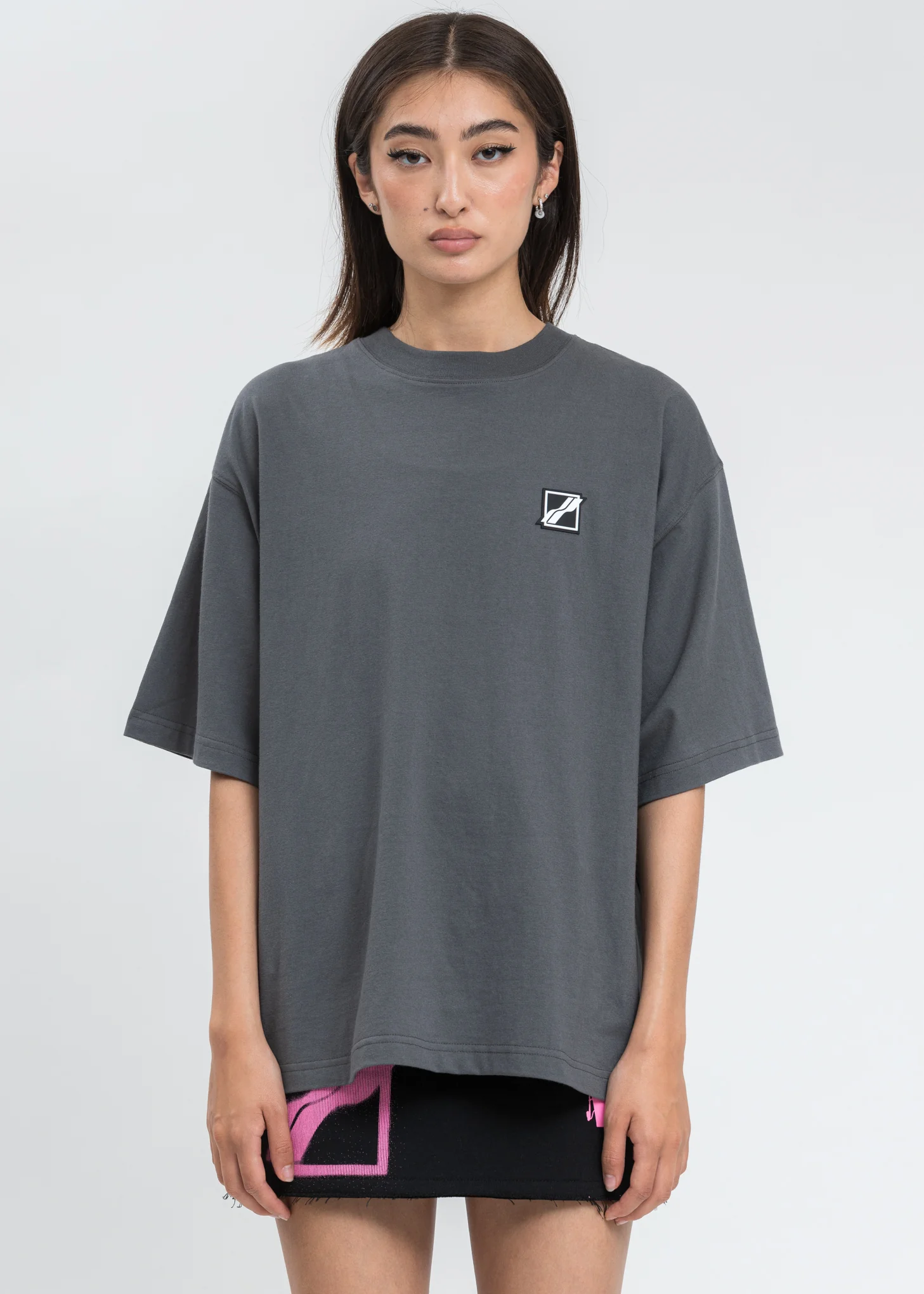 Charcoal WE11DONE Mini Logo Patch T-Shirt