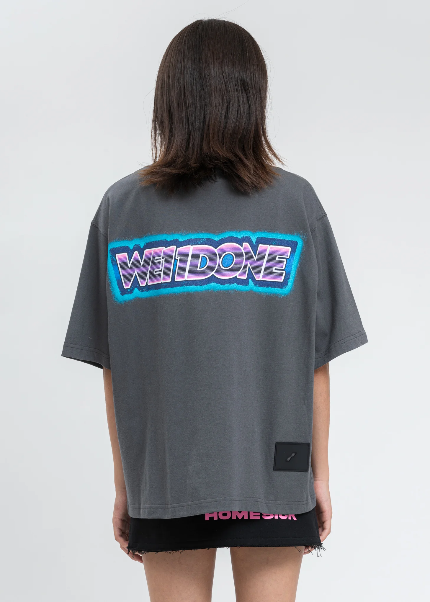 Charcoal WE11DONE Mini Logo Patch T-Shirt - Image 2