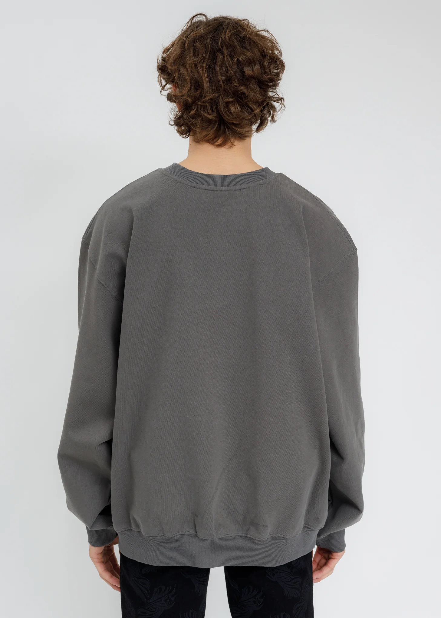 Charcoal WE11DONE Mirror Patch Logo Sweatshirt - Image 3
