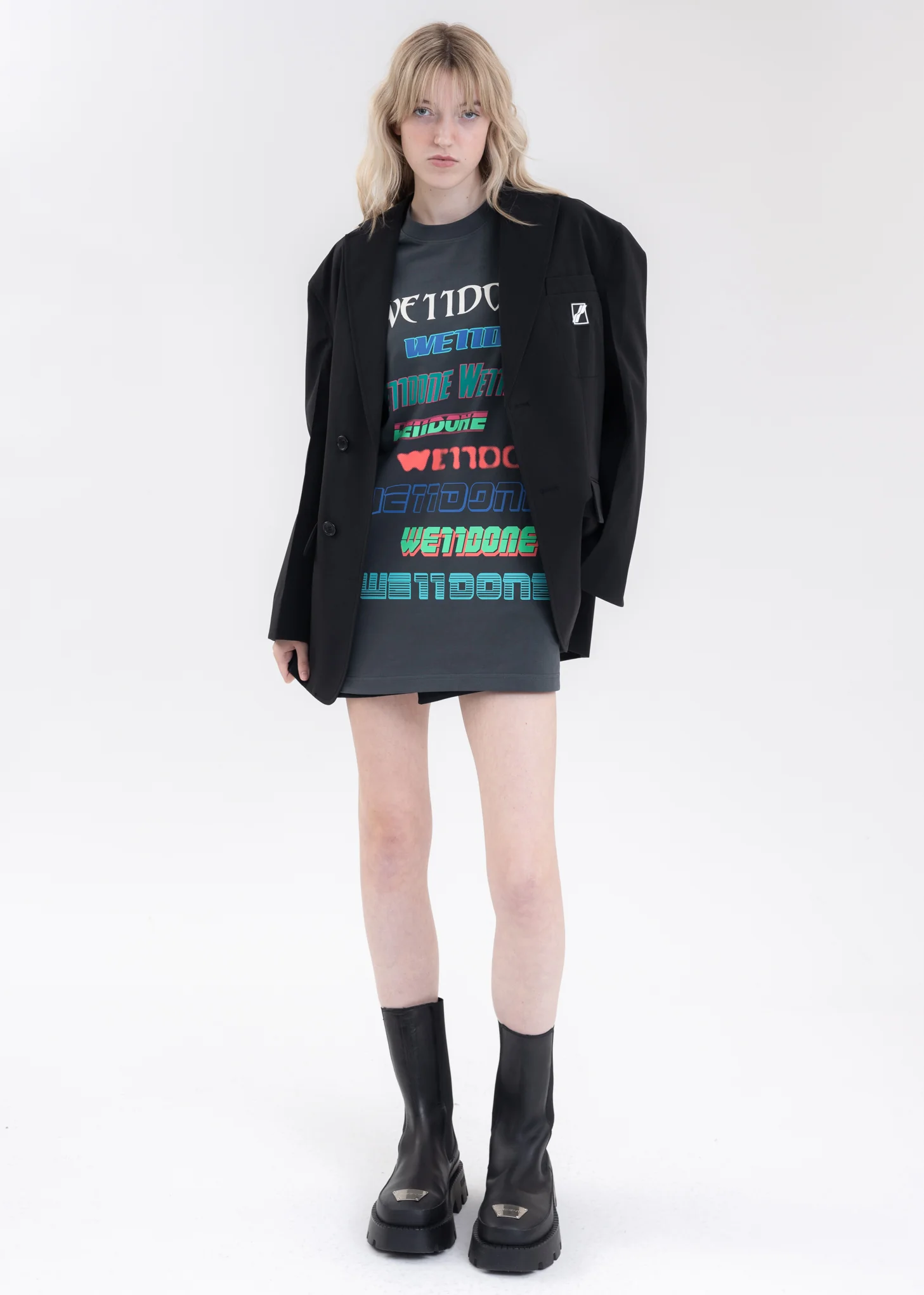 CHARCOAL WE11DONE MULTI LOGO T-SHIRT - Image 6