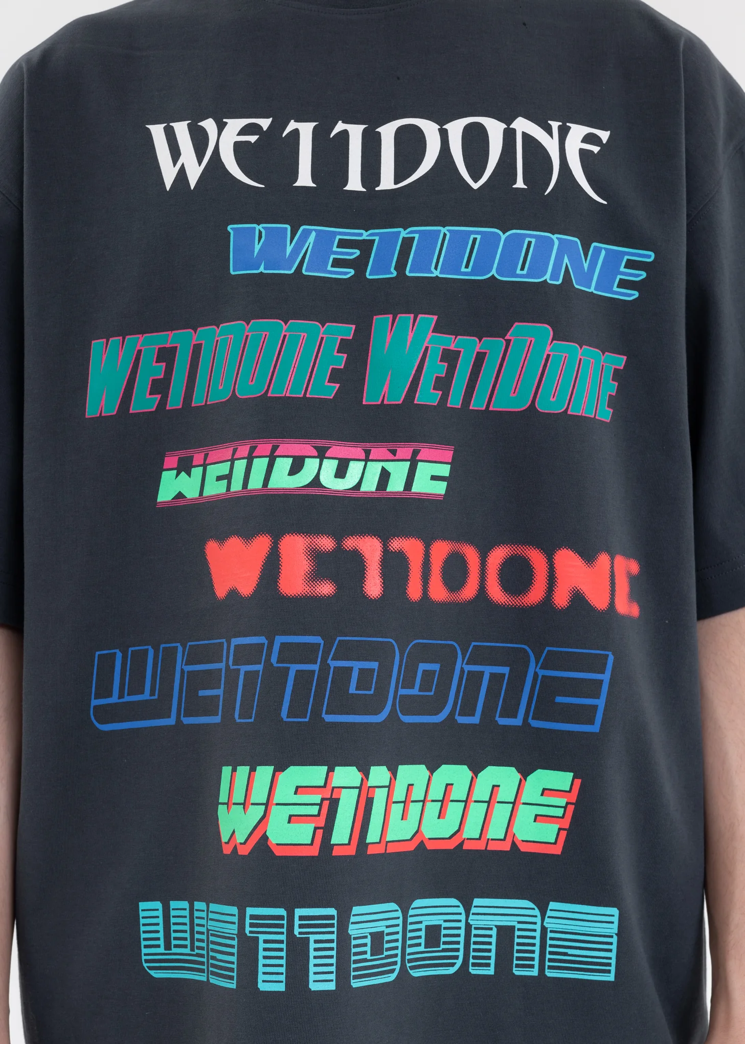 CHARCOAL WE11DONE MULTI LOGO T-SHIRT - Image 4