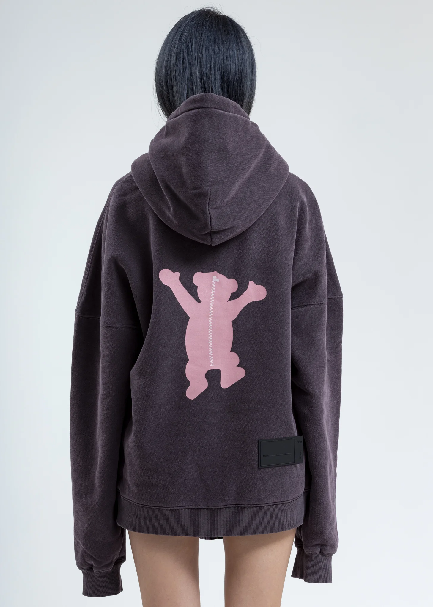 Charcoal WE11DONE Teddy Hoodie - Image 2