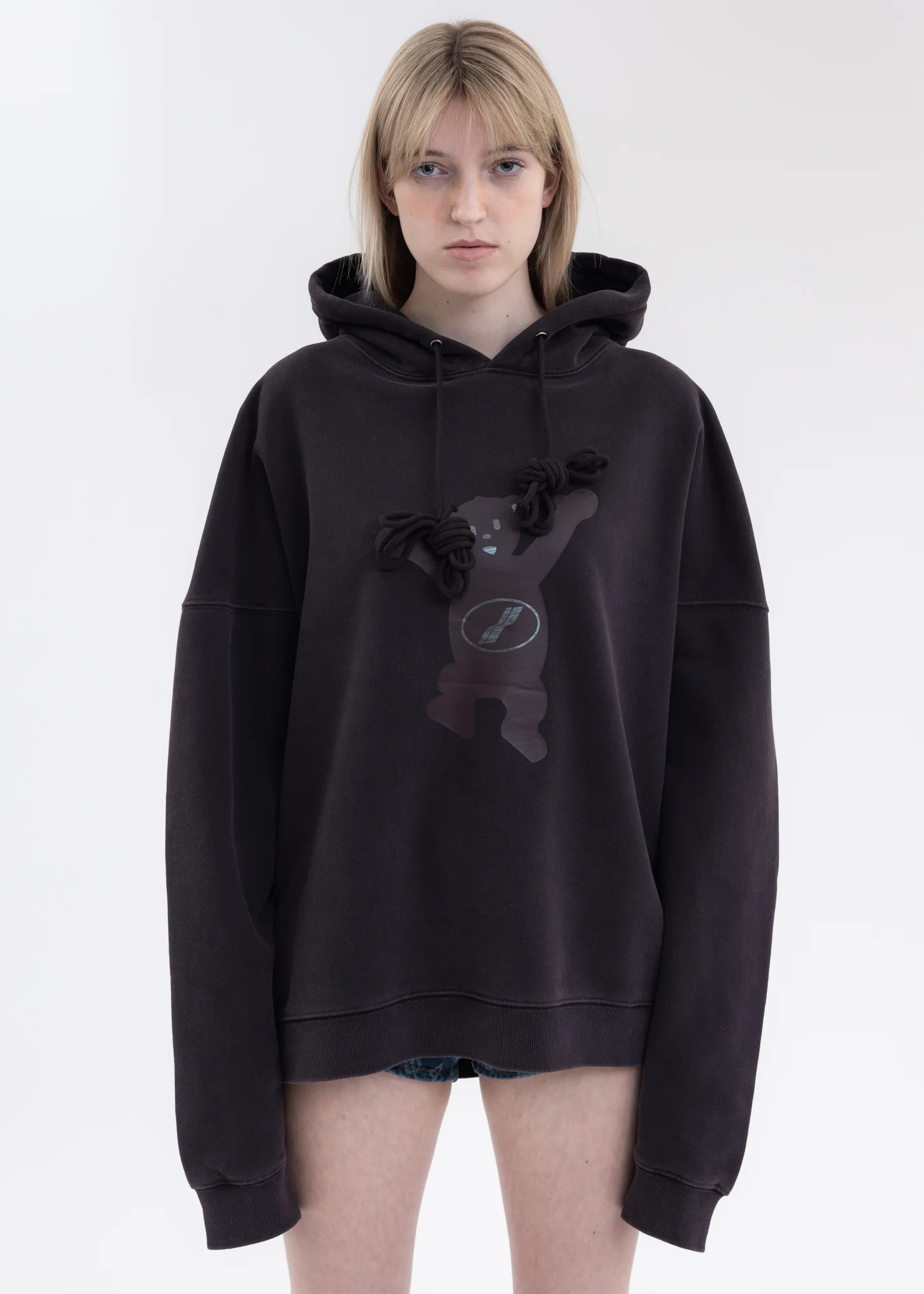 Charcoal WE11DONE Teddy Hoodie