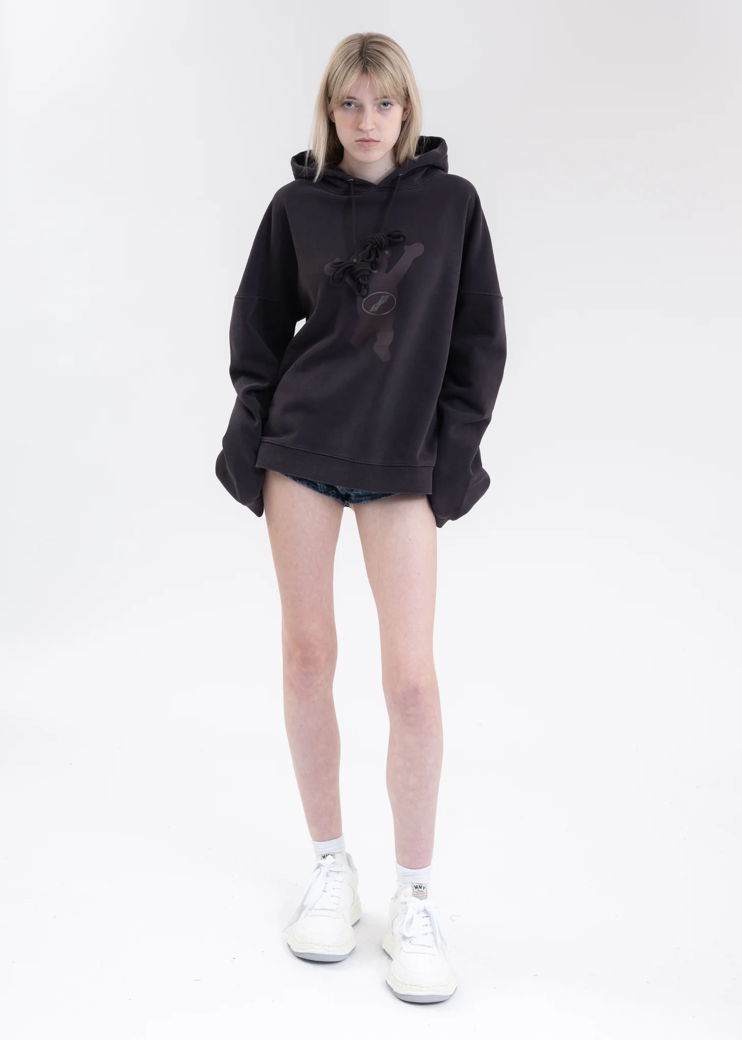 Charcoal WE11DONE Teddy Hoodie - Image 5
