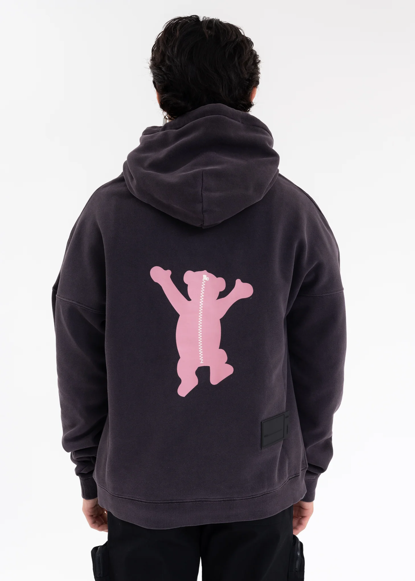 Charcoal WE11DONE Teddy Hoodie - Image 2
