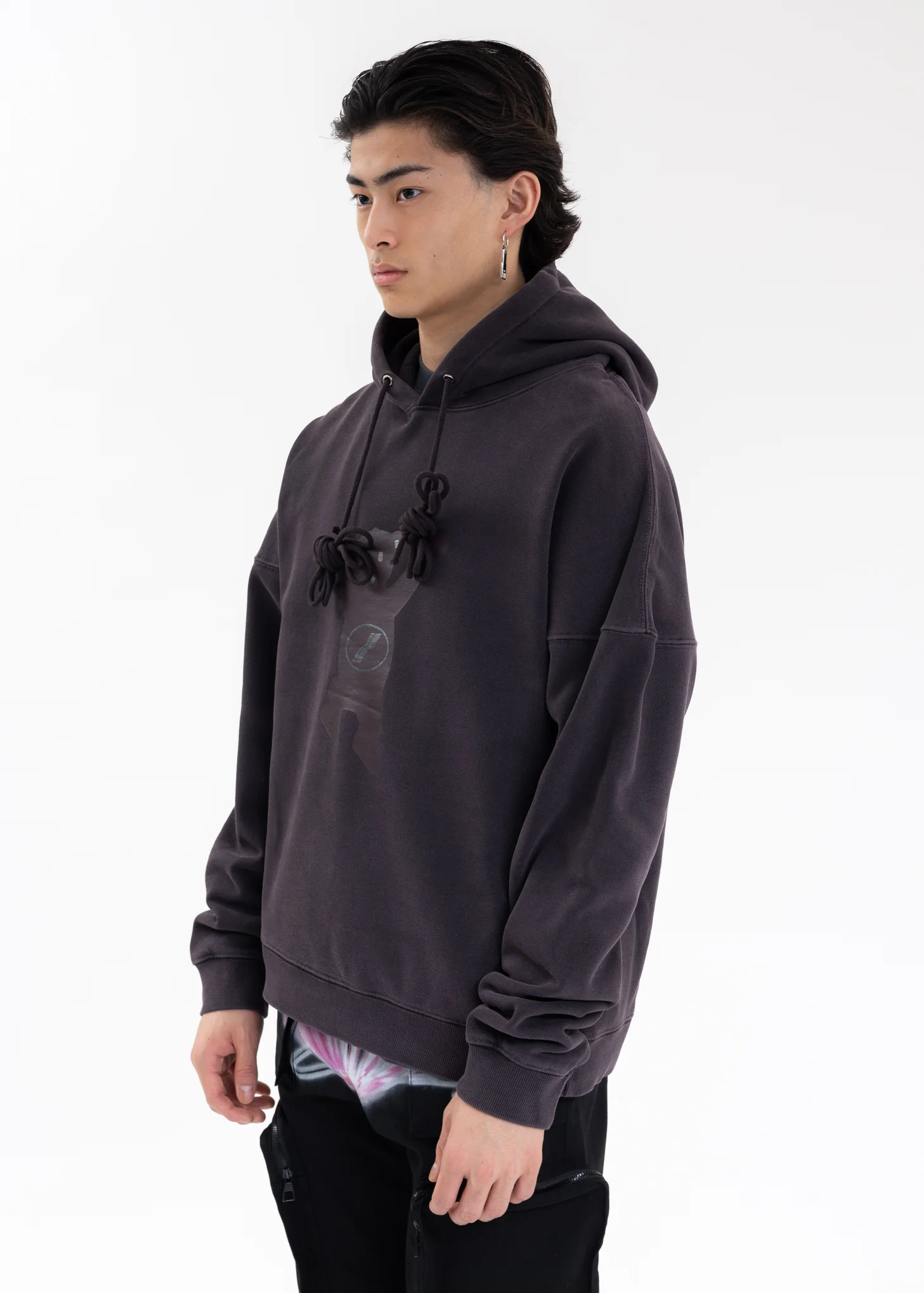 Charcoal WE11DONE Teddy Hoodie - Image 3