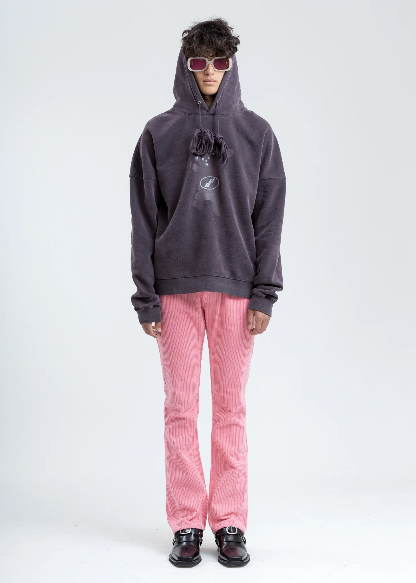 Charcoal WE11DONE Teddy Hoodie - Image 6