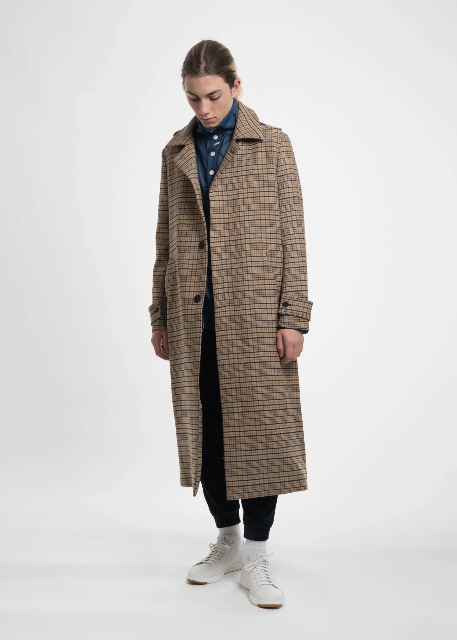 Brown Check Classic Coat with Hood - Image 10