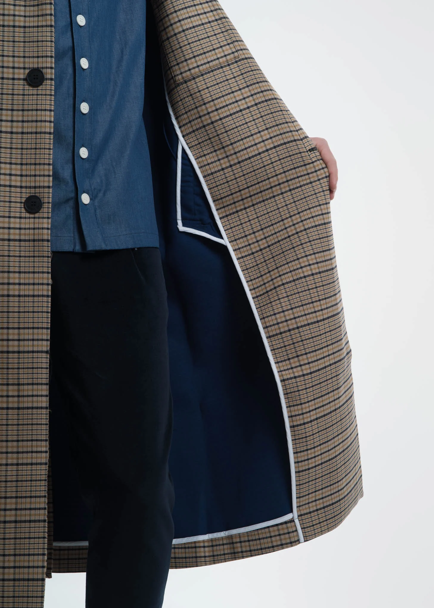 Brown Check Classic Coat with Hood - Image 9