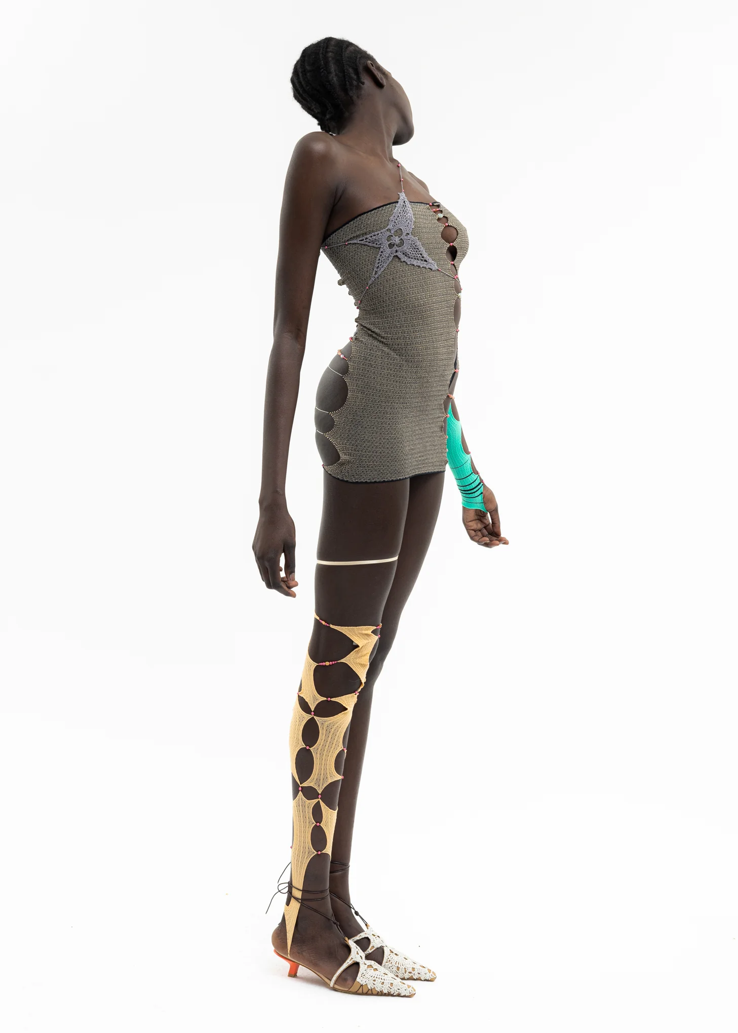 CHEESE & SEAFOAM SINGLE CROPPED THIGH-HIGH SOCK - Image 6