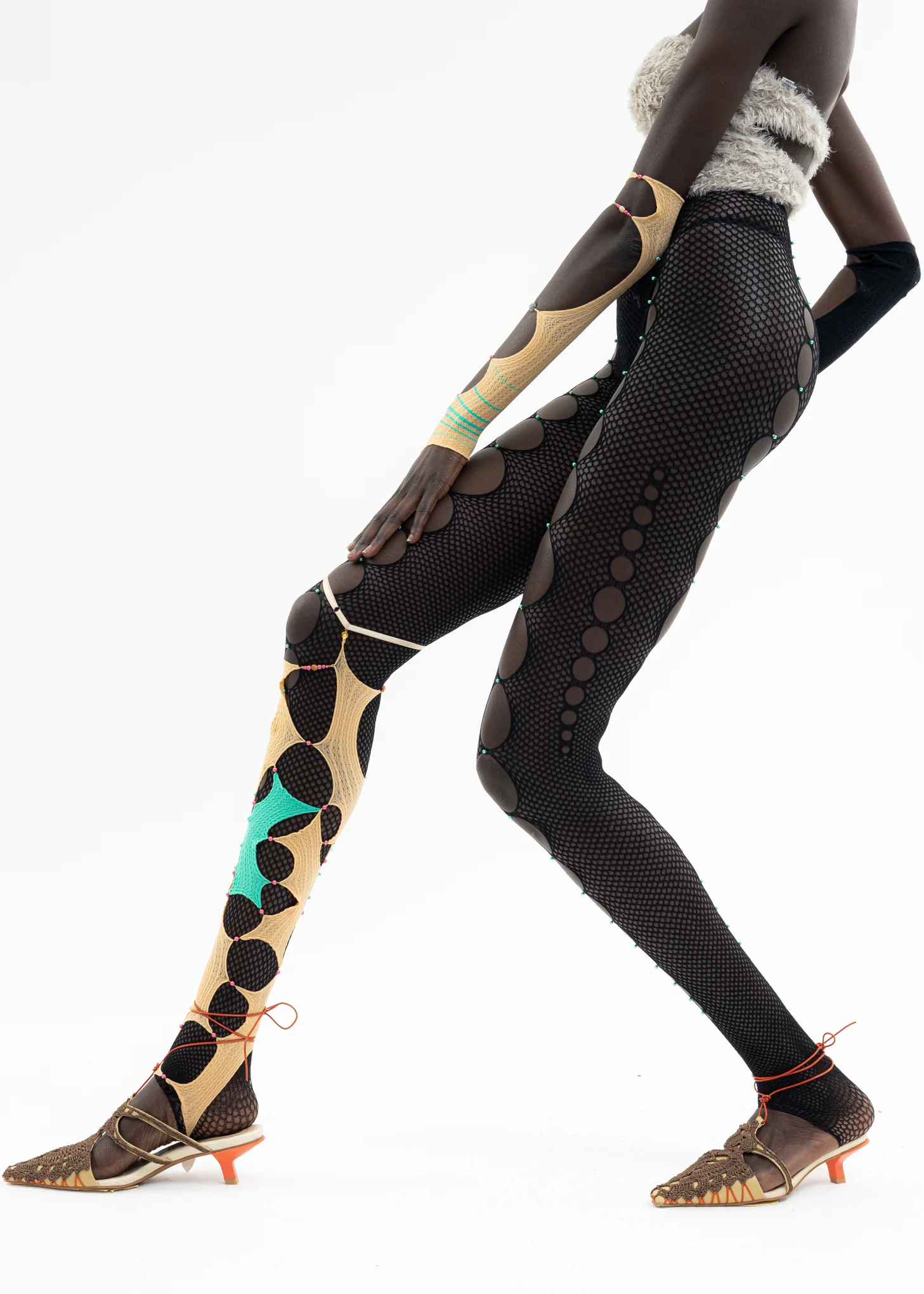 CHEESE & SEAFOAM SINGLE CROPPED THIGH-HIGH SOCK - Image 8