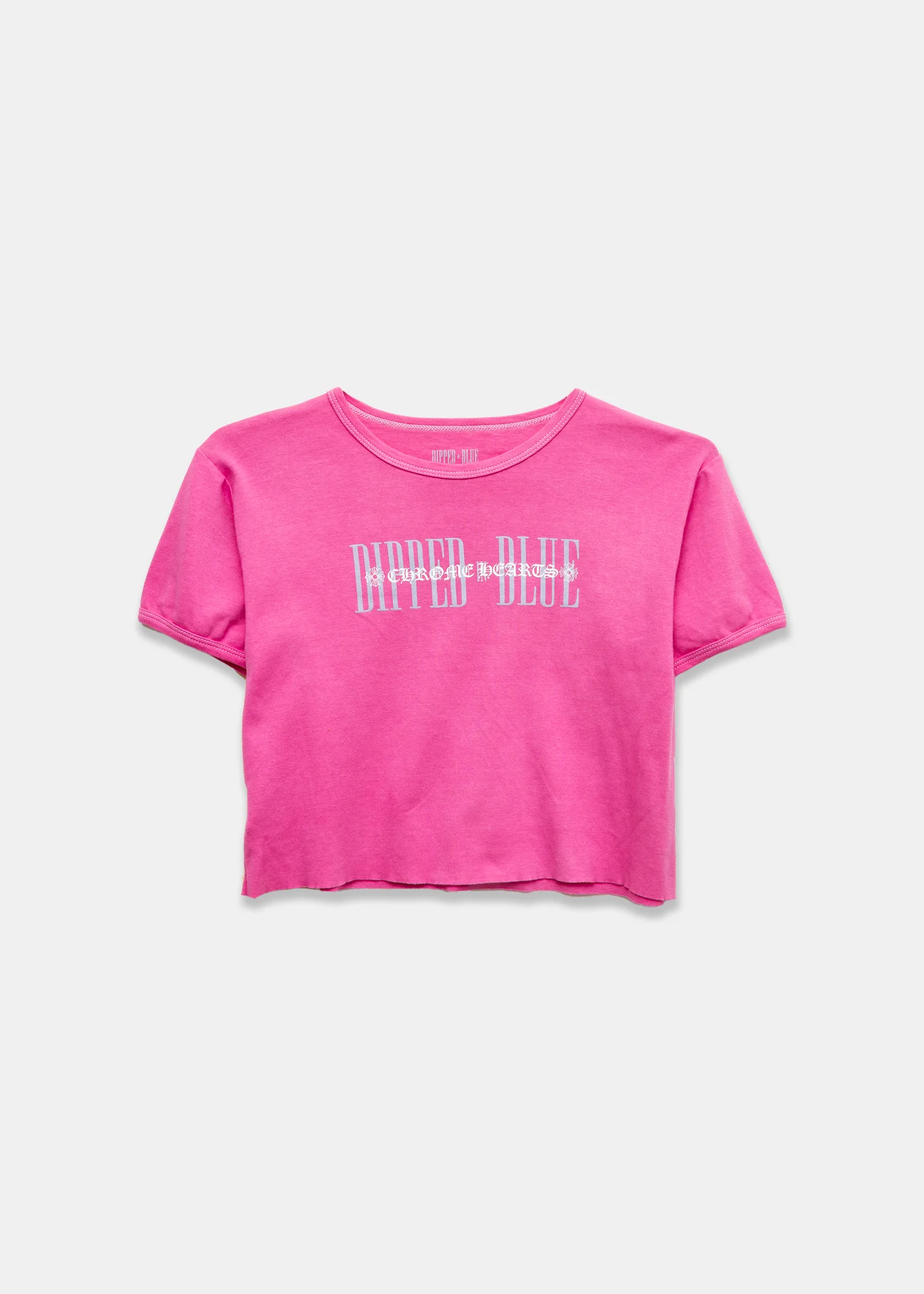 Chrome Hearts CH Dipped in Blue Pink Womens Cropped Tee