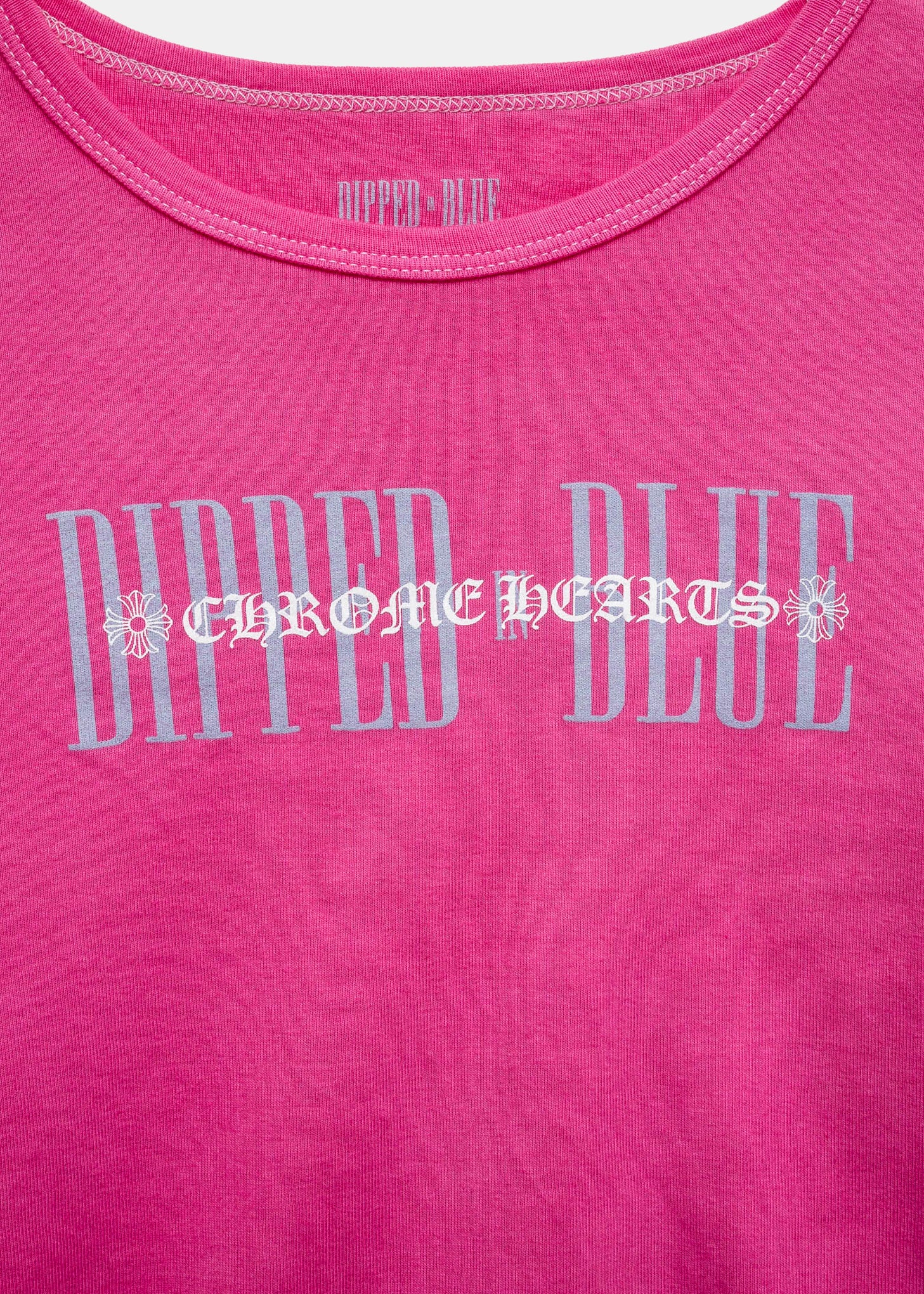 Chrome Hearts CH Dipped in Blue Pink Womens Cropped Tee - Image 3