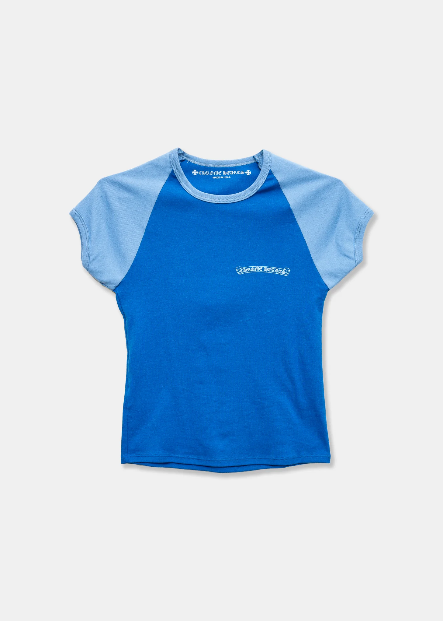 Chrome Hearts CH Two Tone Blue Womens Scroll Baseball Tee