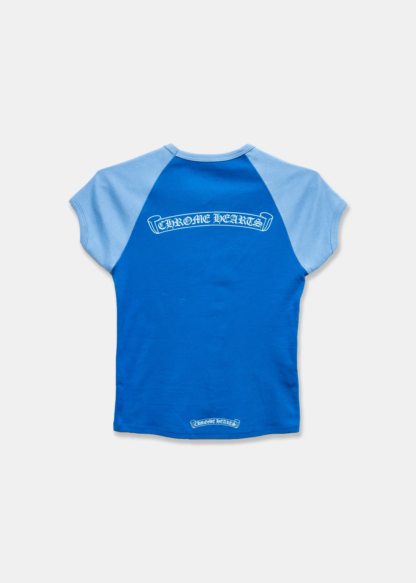 Chrome Hearts CH Two Tone Blue Womens Scroll Baseball Tee - Image 2