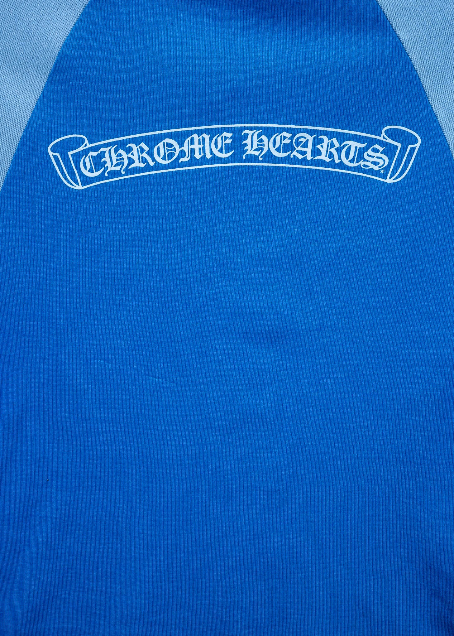 Chrome Hearts CH Two Tone Blue Womens Scroll Baseball Tee - Image 4