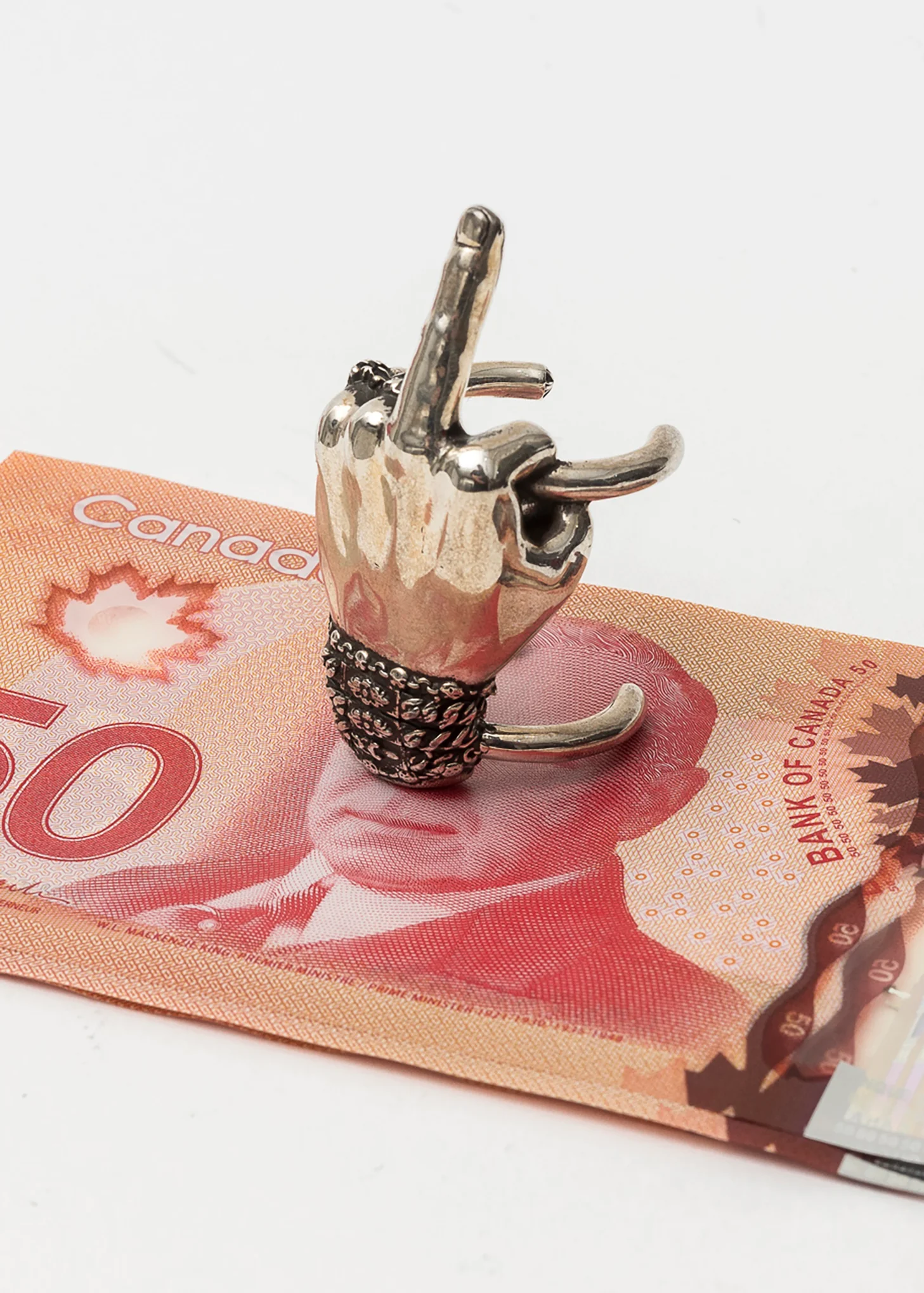 Chrome Hearts Silver Middle Finger Money Roll - Image 3
