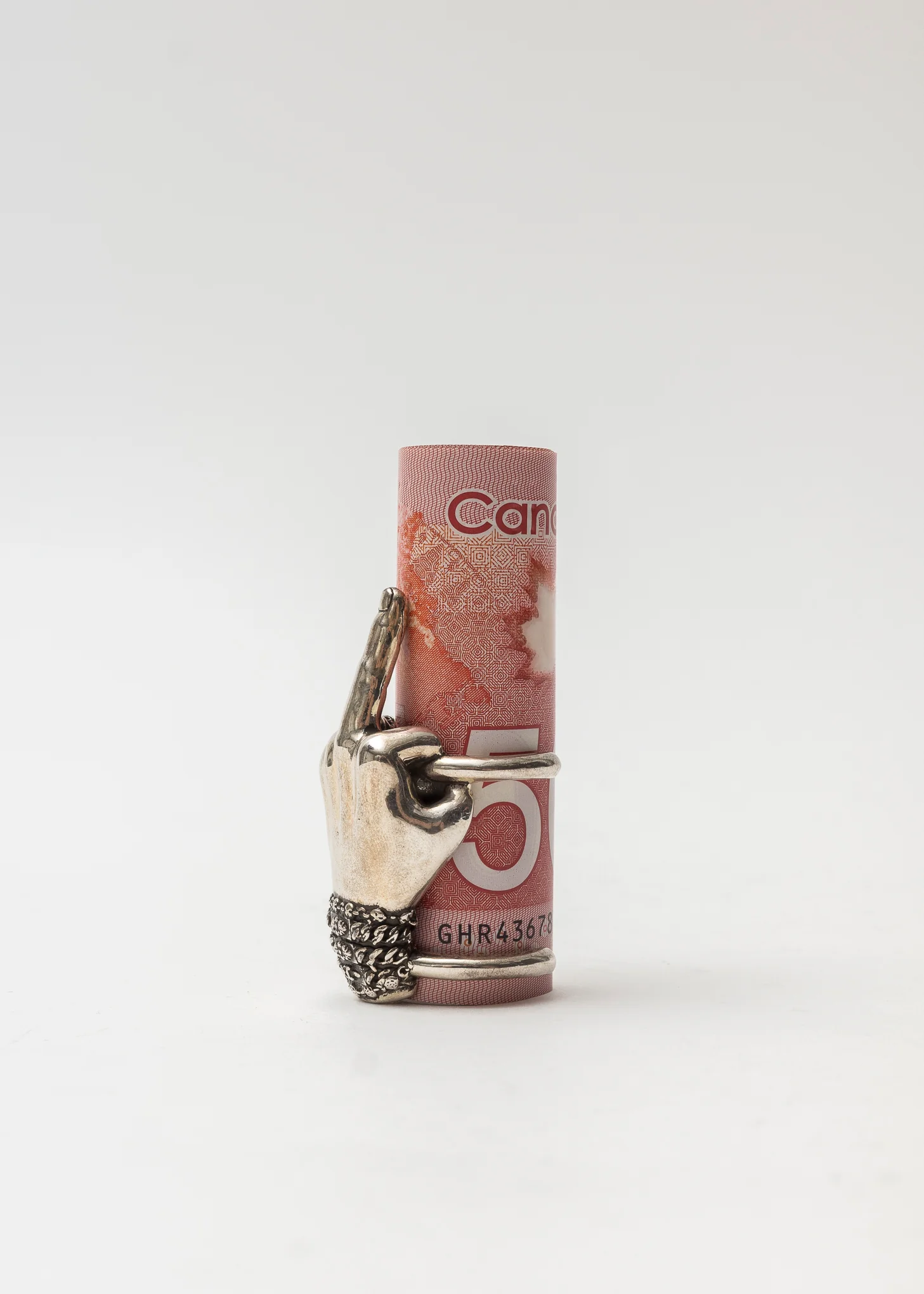 Chrome Hearts Silver Middle Finger Money Roll - Image 4