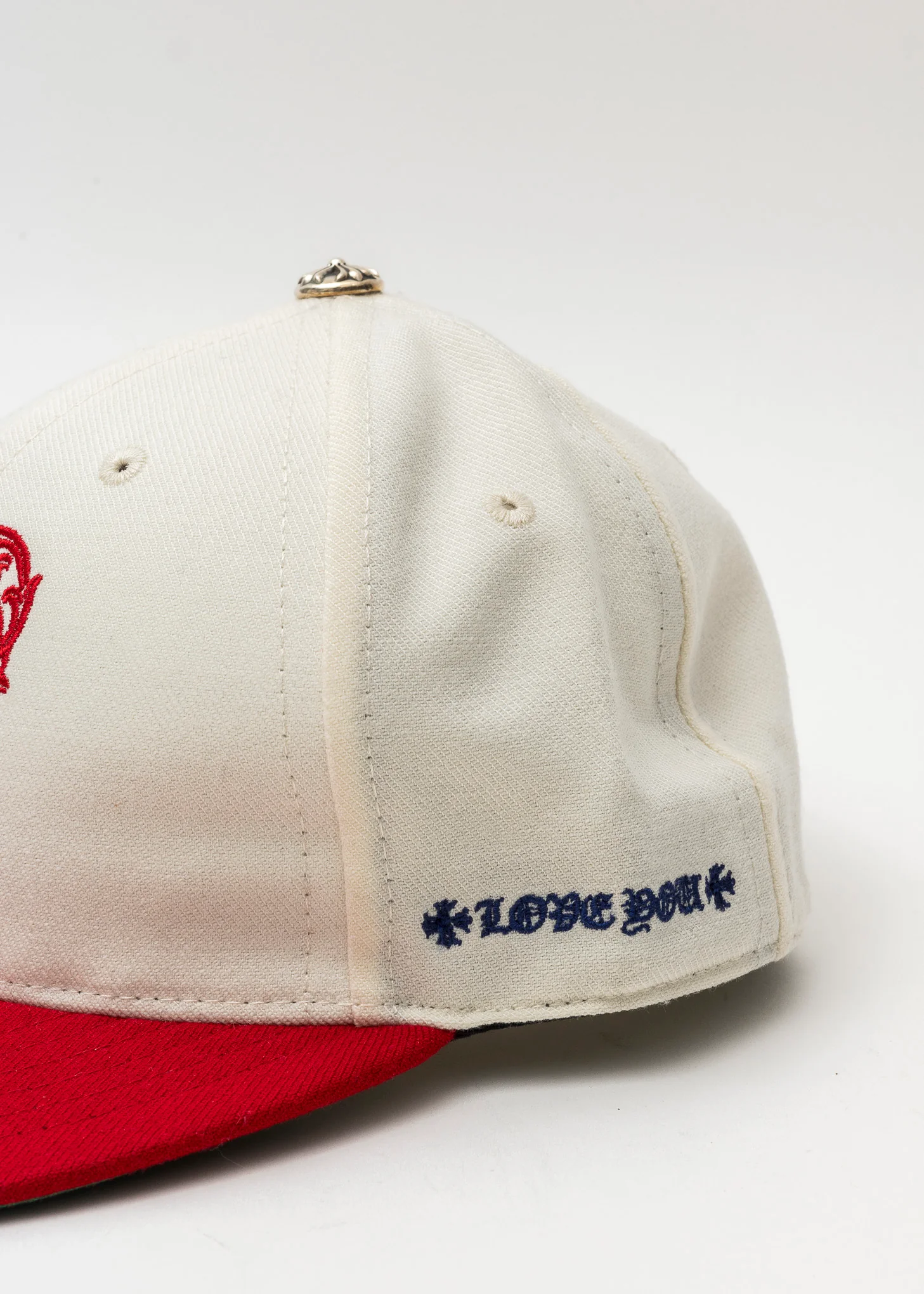 Chrome Hearts White Red Hearts Fitted Hat - Image 2