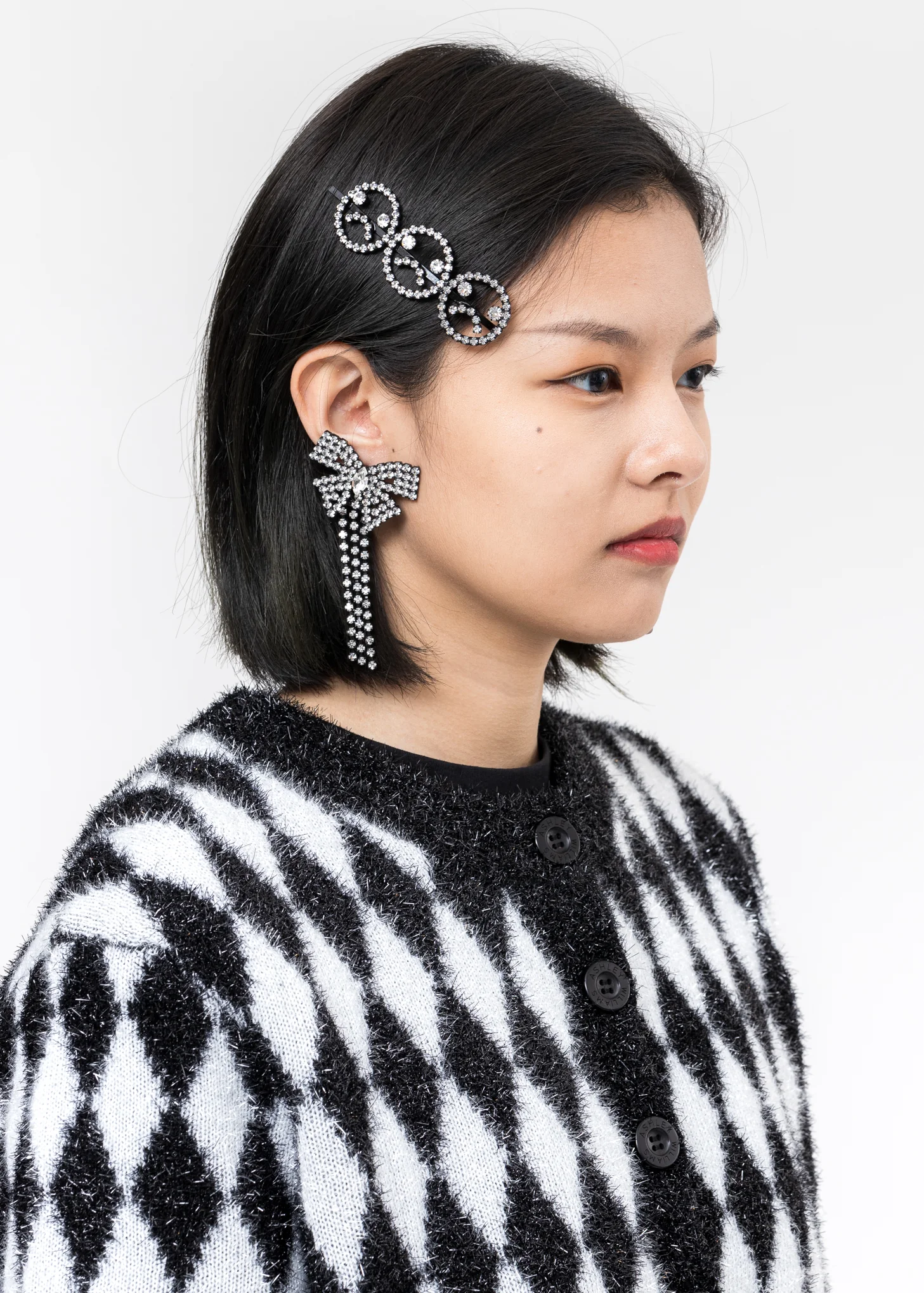 Clear Crystal Sad Face Hairpin - Image 2