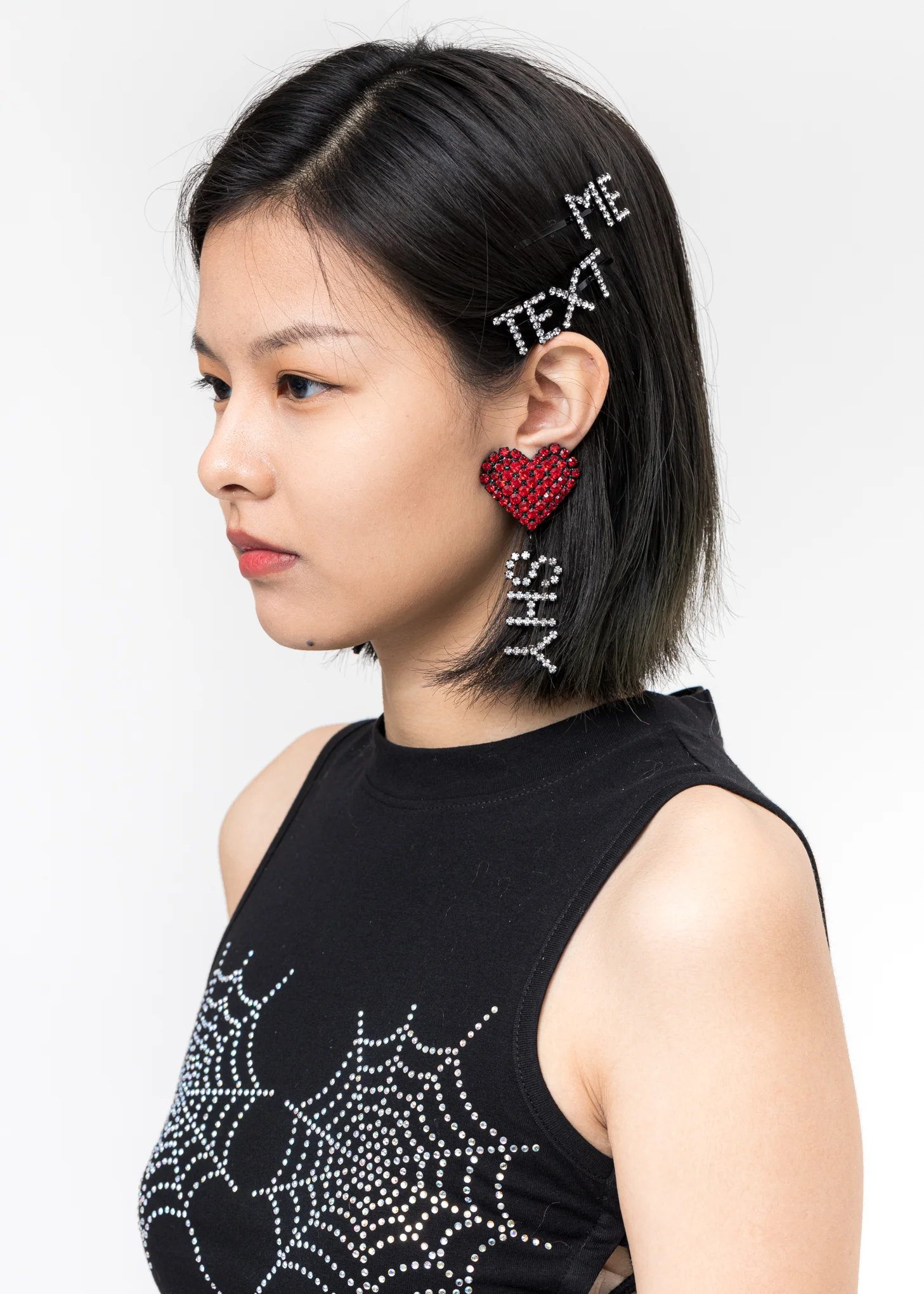 Clear Crystal Text Me Hairpin - Image 2