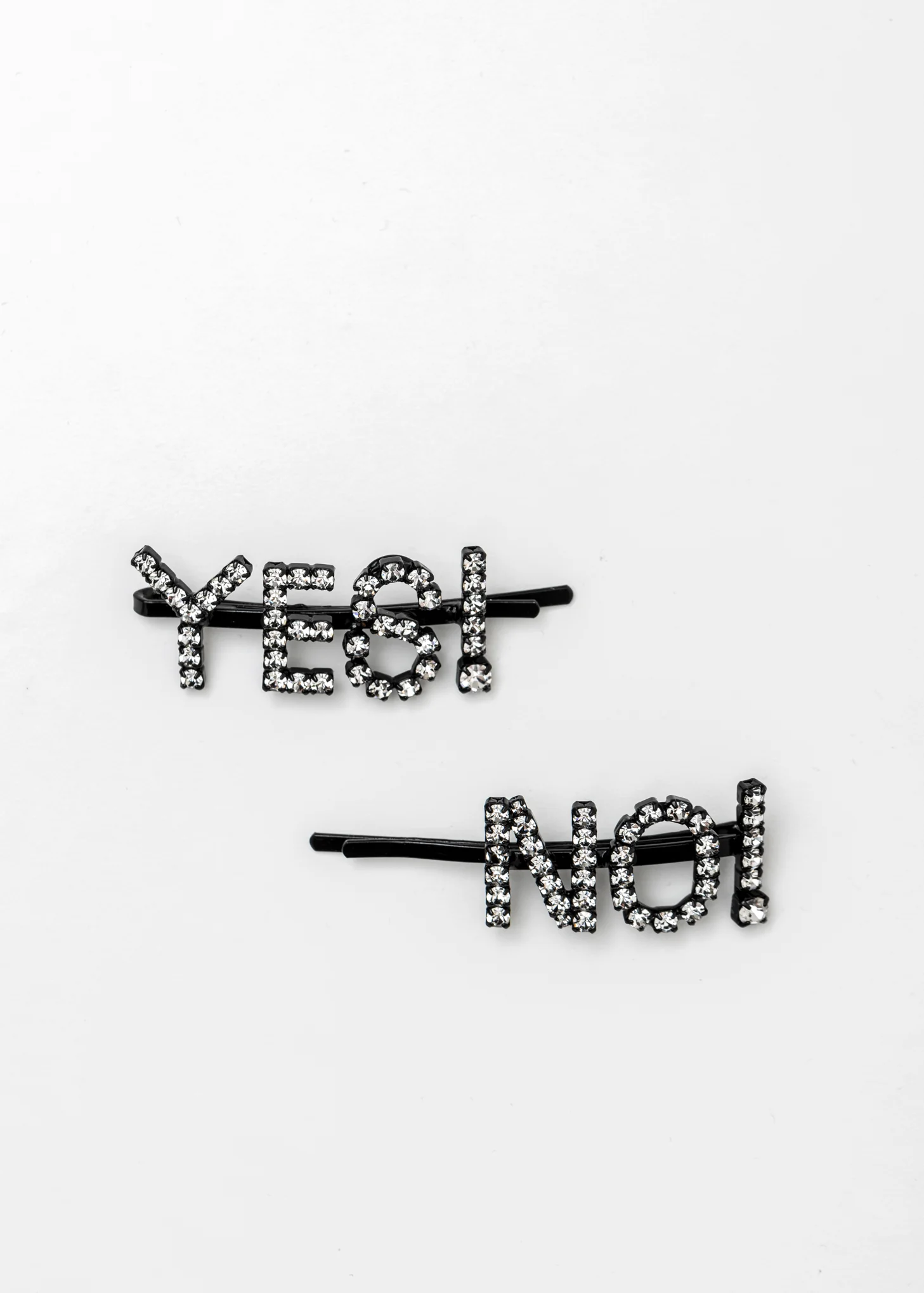 Clear Crystal 'Yes! No!' Hairpin